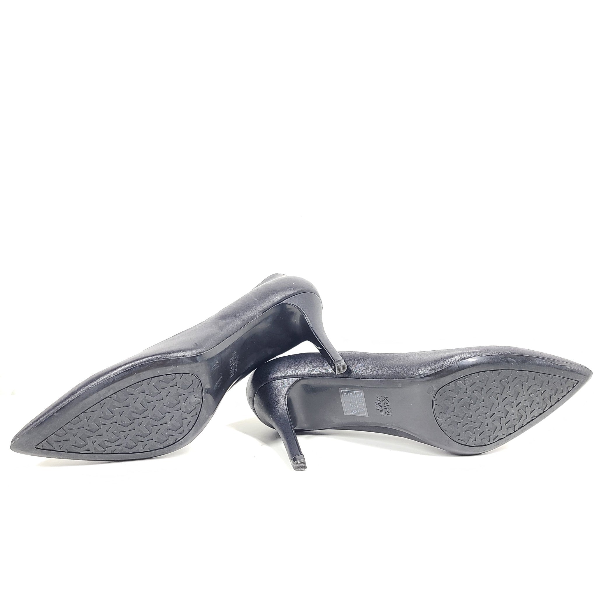 Karl Lagerfeld Paris Women's Royal Pumps Pointy Toe Leather Heels Black Sz 9