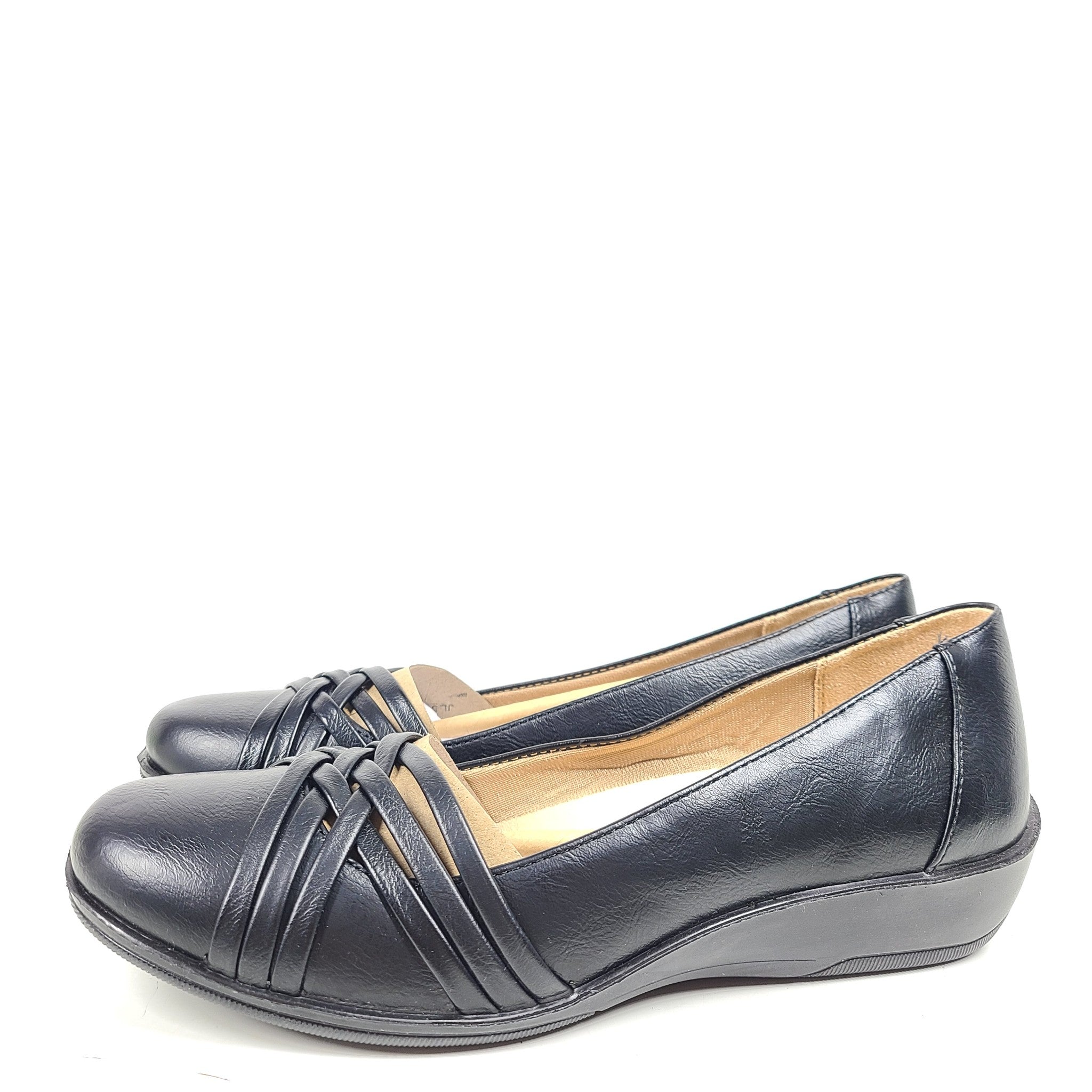 LifeStride Incredible Faux Leather Flats Ballet Shoes Comfort Black Sz 8