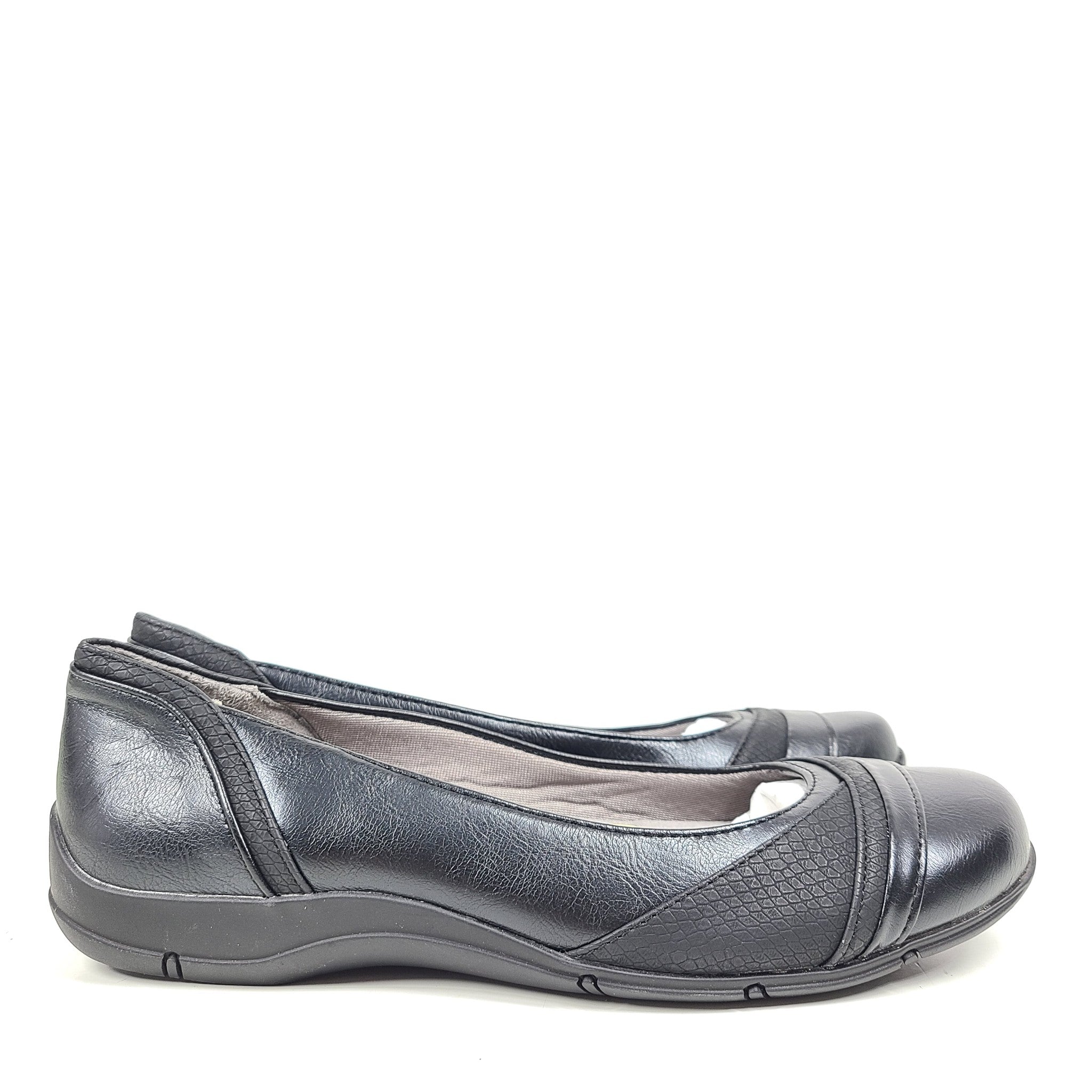 LifeStride Womens I-Loyal Flat Ballet Shoes Foam Flex Support Black Sz 8.5
