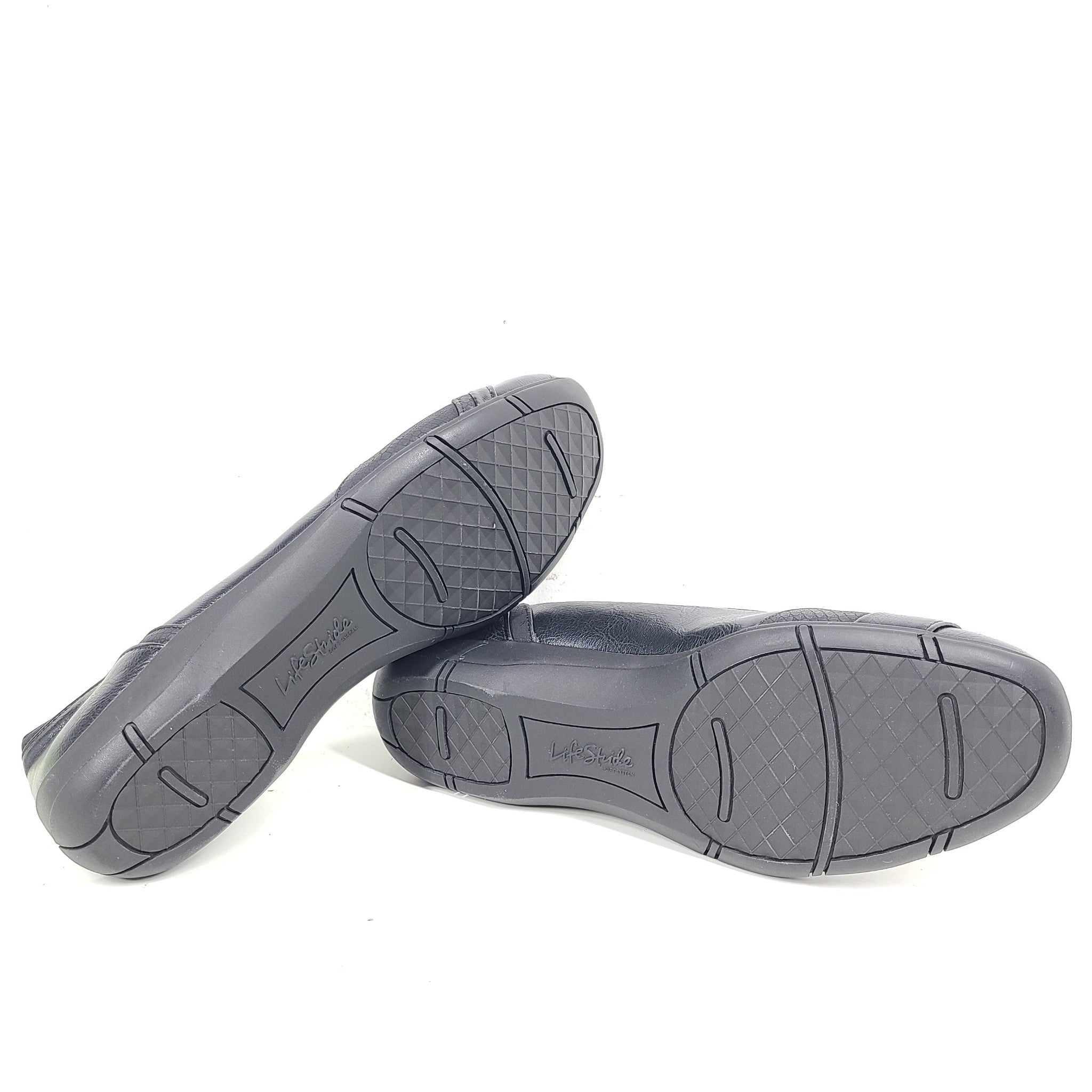 LifeStride Womens I-Loyal Flat Ballet Shoes Foam Flex Support Black Sz 8.5