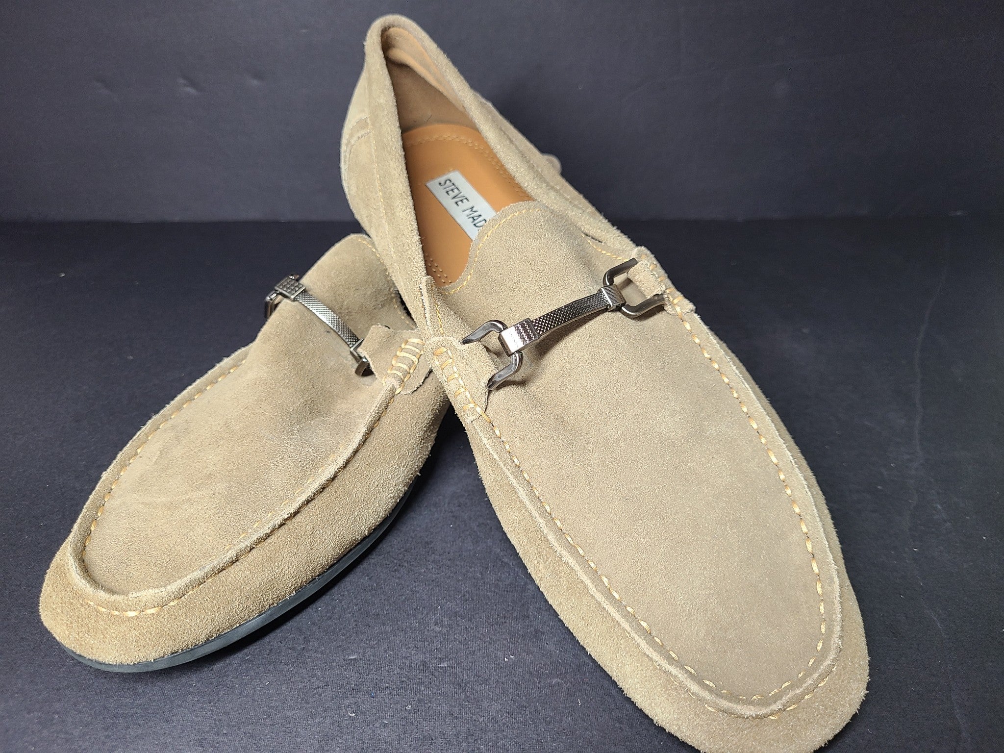 Steve Madden Men's Privacy Loafer Suede Shoes Beige US10