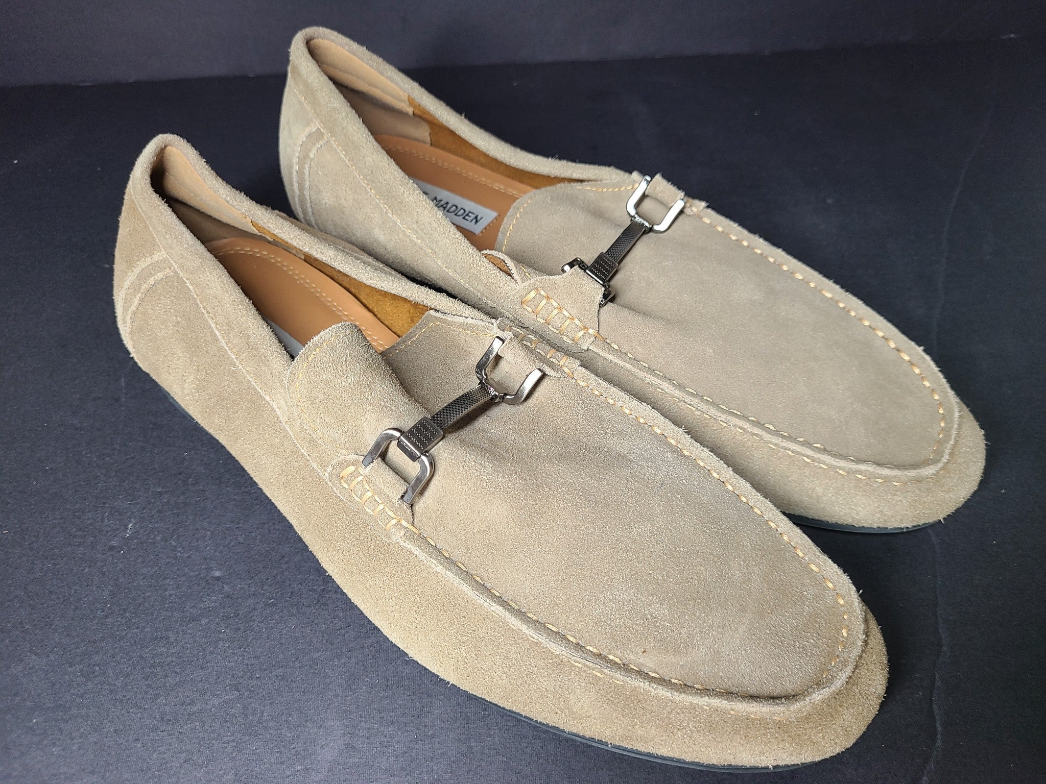Steve Madden Men's Privacy Loafer Suede Shoes Beige US10