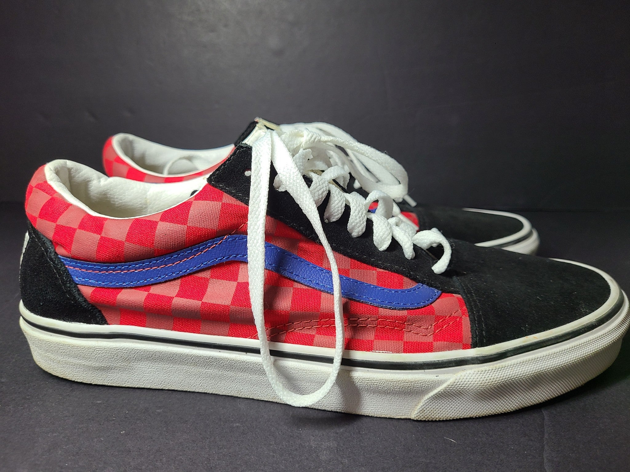 Vans Old Skool OTW Rally Checkerboard Sneakers Skate Shoes Red Blue M10.5/W12