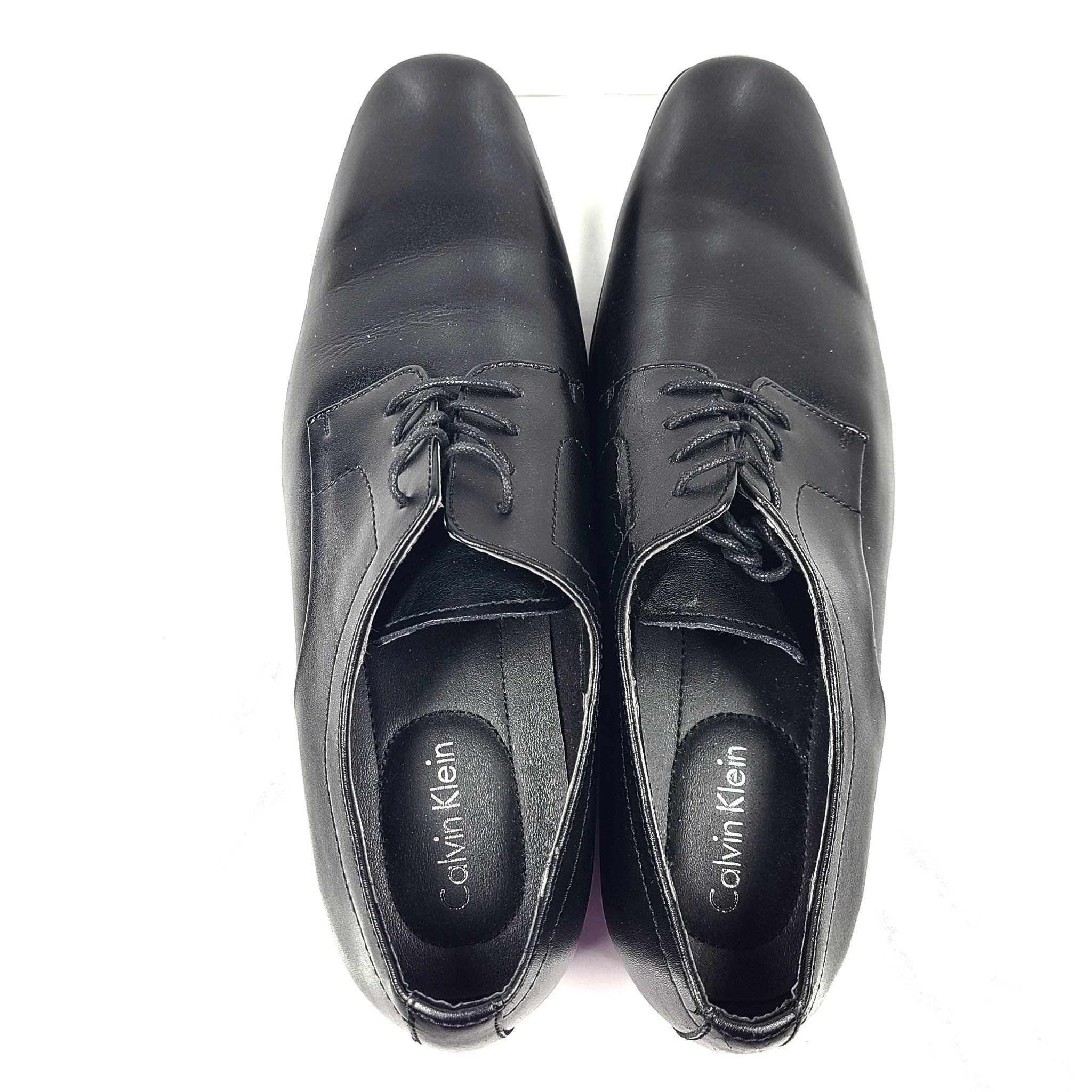 Calvin Klein Cassius Oxford Derby Dress Shoes Leather Almond Toe Black Sz 10