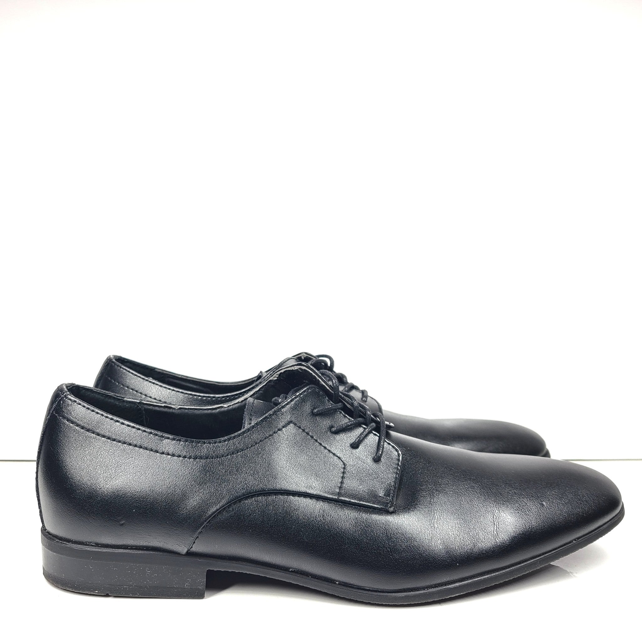 Calvin Klein Cassius Oxford Derby Dress Shoes Leather Almond Toe Black Sz 10