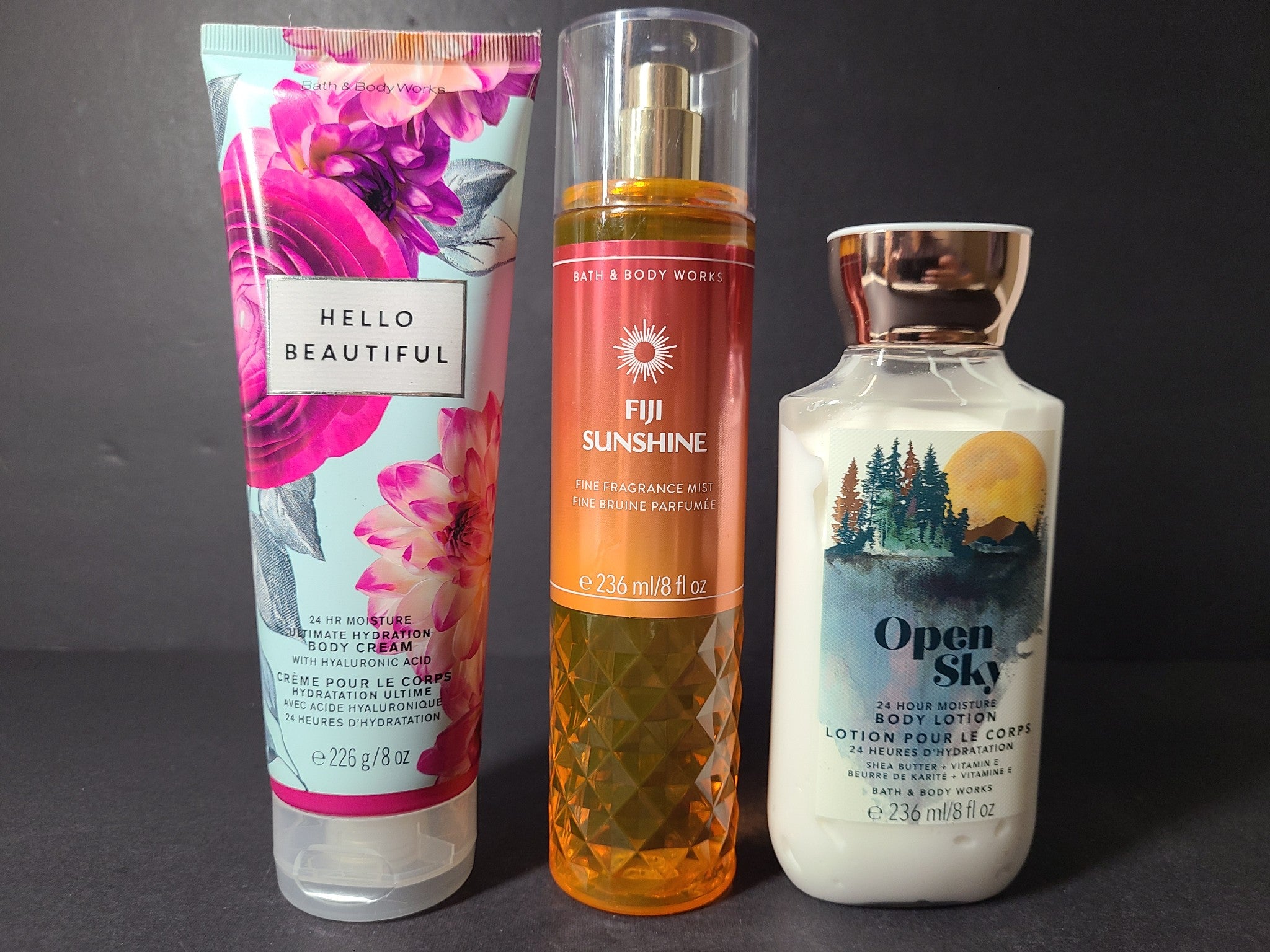 3 x 8 oz Bath Body Works Fragrance Mist + Body Cream + Body Lotion Assorted