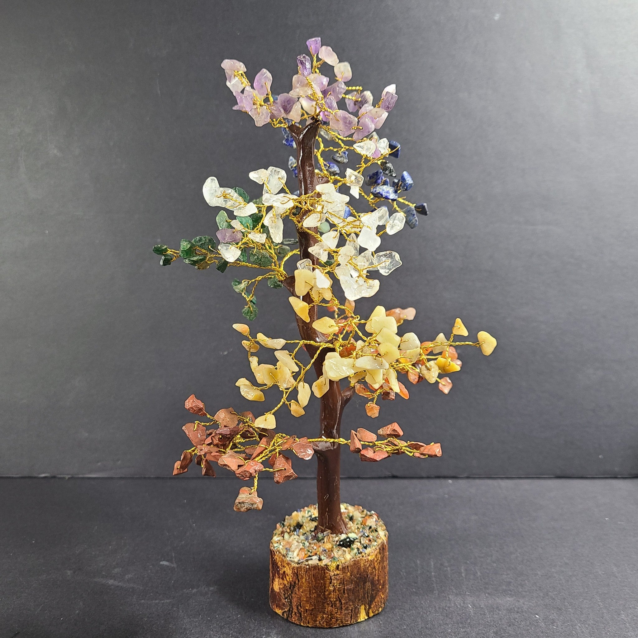 Chakra Crystal Tree of Life Gold Large 10.5" 7 Chakras Money Luck Feng Shui