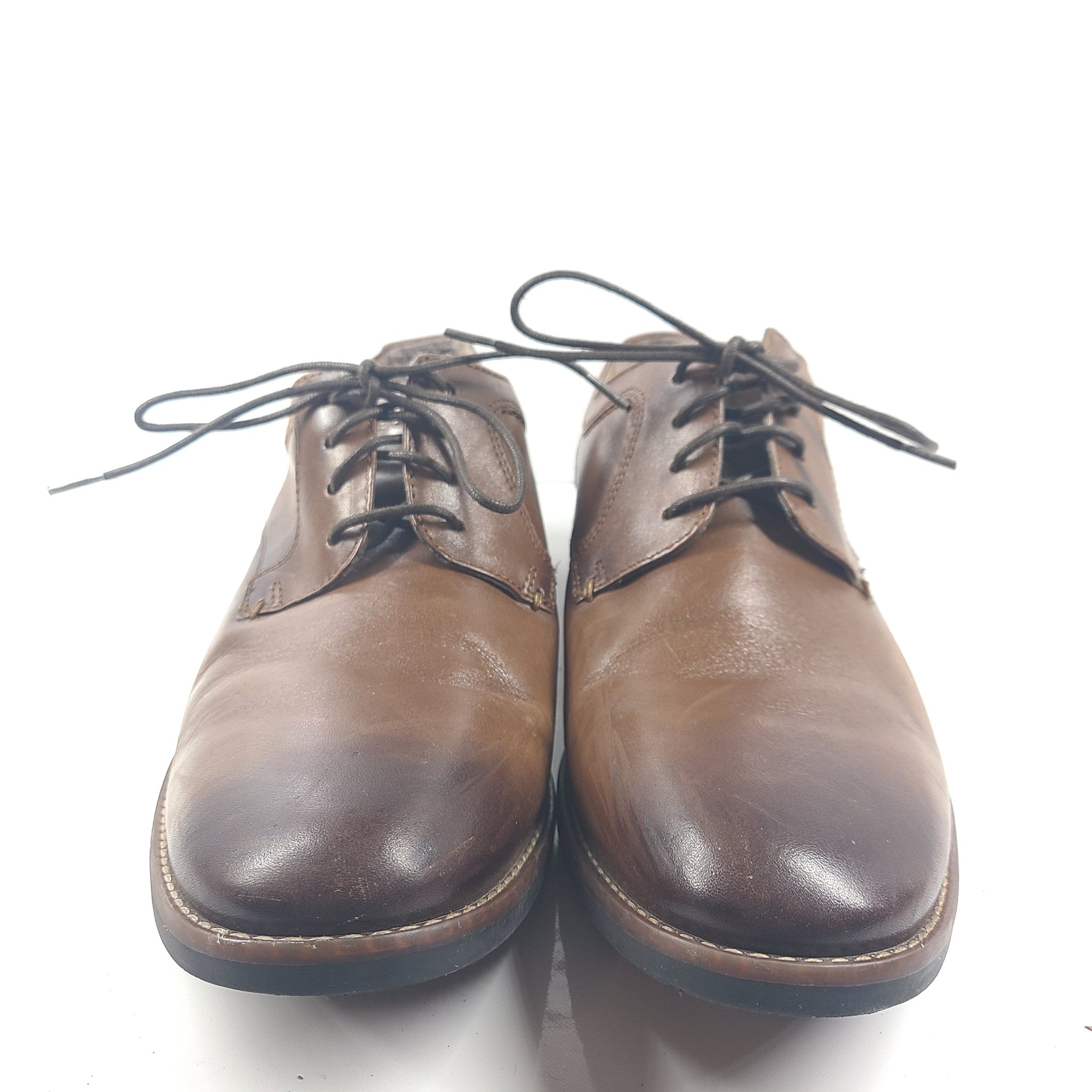 Nunn Bush Men's Plain Toe Oxford Dress Shoes Leather Brown Comfort Gel Sz 9