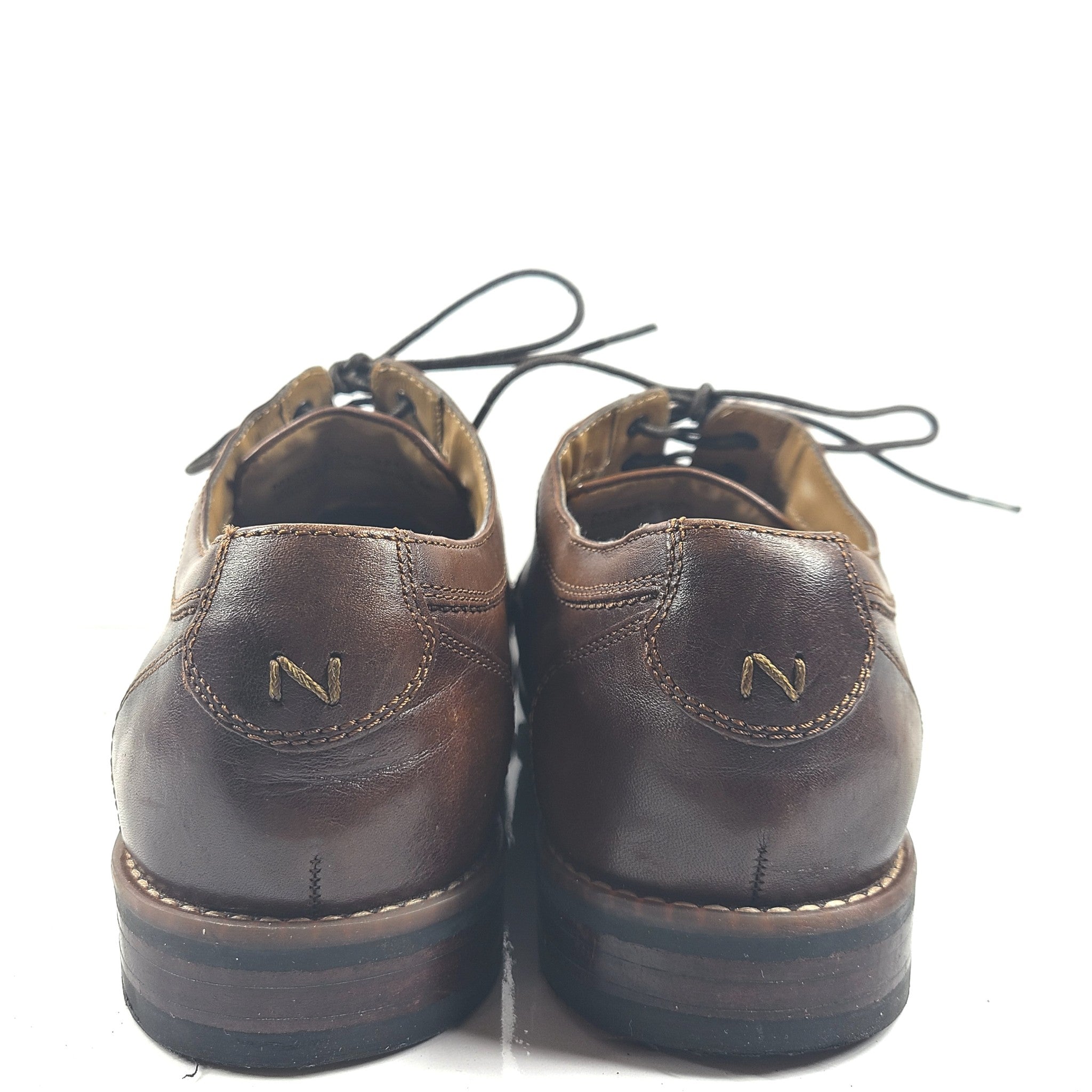 Nunn Bush Men's Plain Toe Oxford Dress Shoes Leather Brown Comfort Gel Sz 9