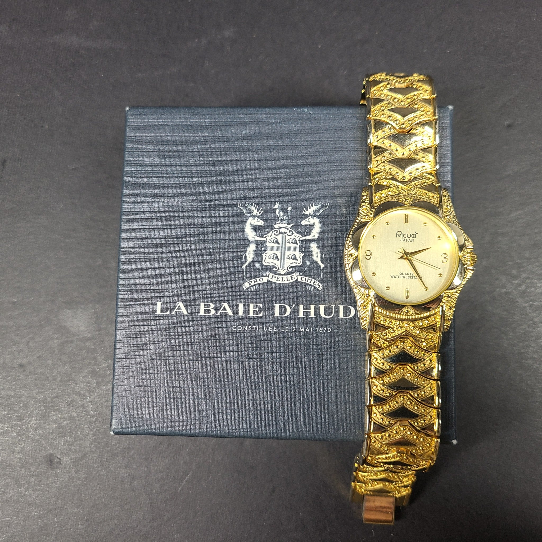Acuet Women's Gold Tone Quartz Watch Japan Movement 6.75" Wrist