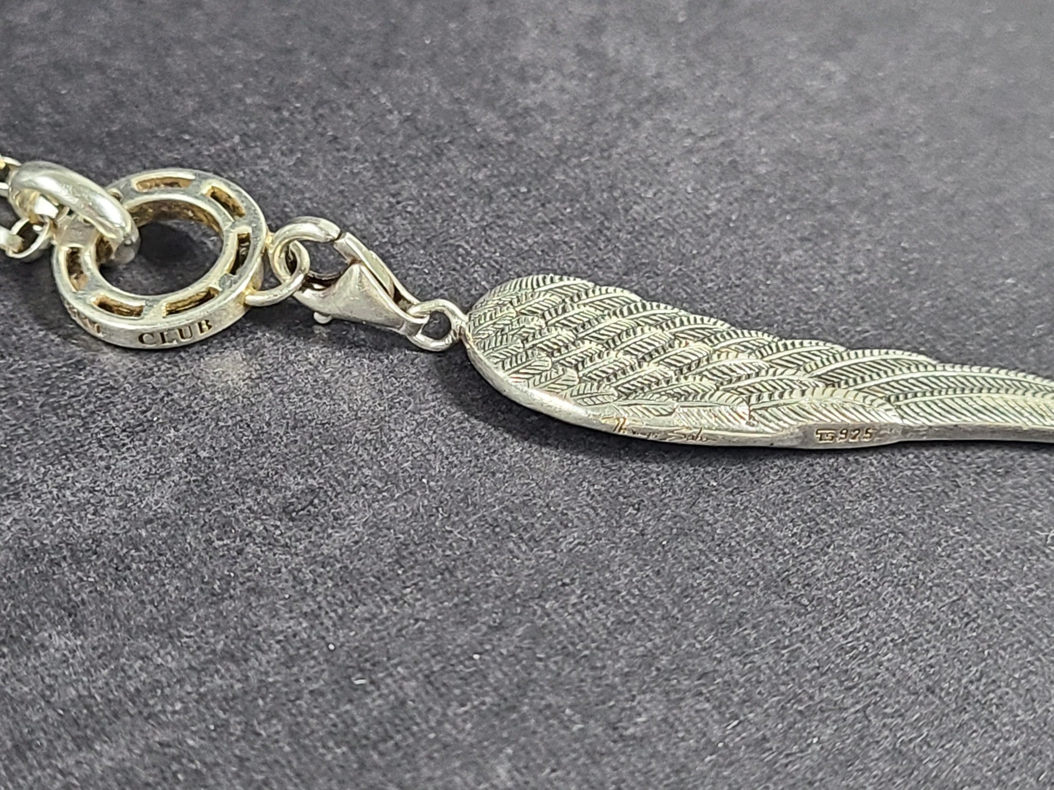 Thomas Sabo Huge Angel Wing + CZ Ring Pendant Necklace Sterling Silver 925 27.5"