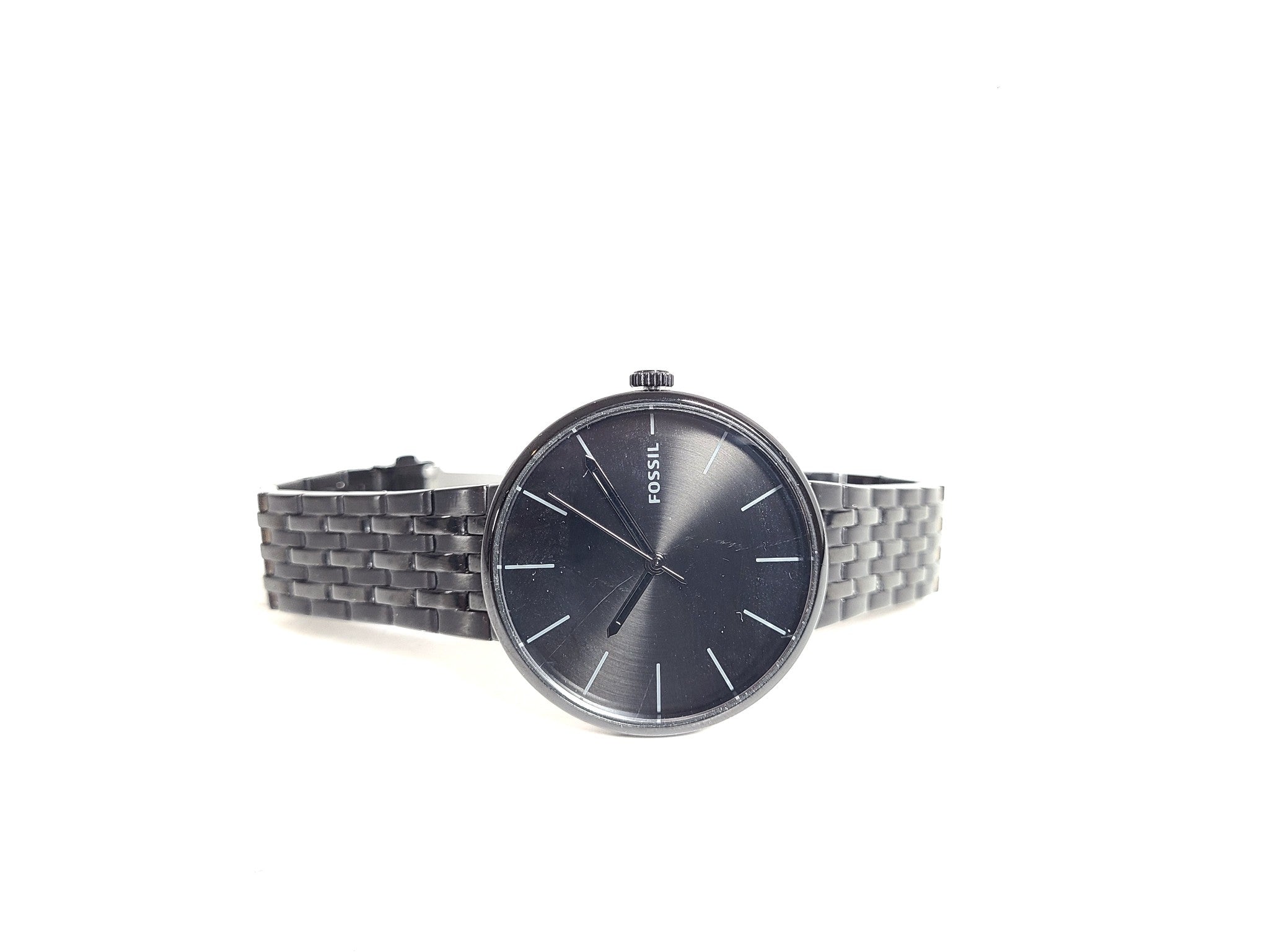 Fossil Men's Hutton Watch Quartz Black Dial Stainless Steel BQ2440