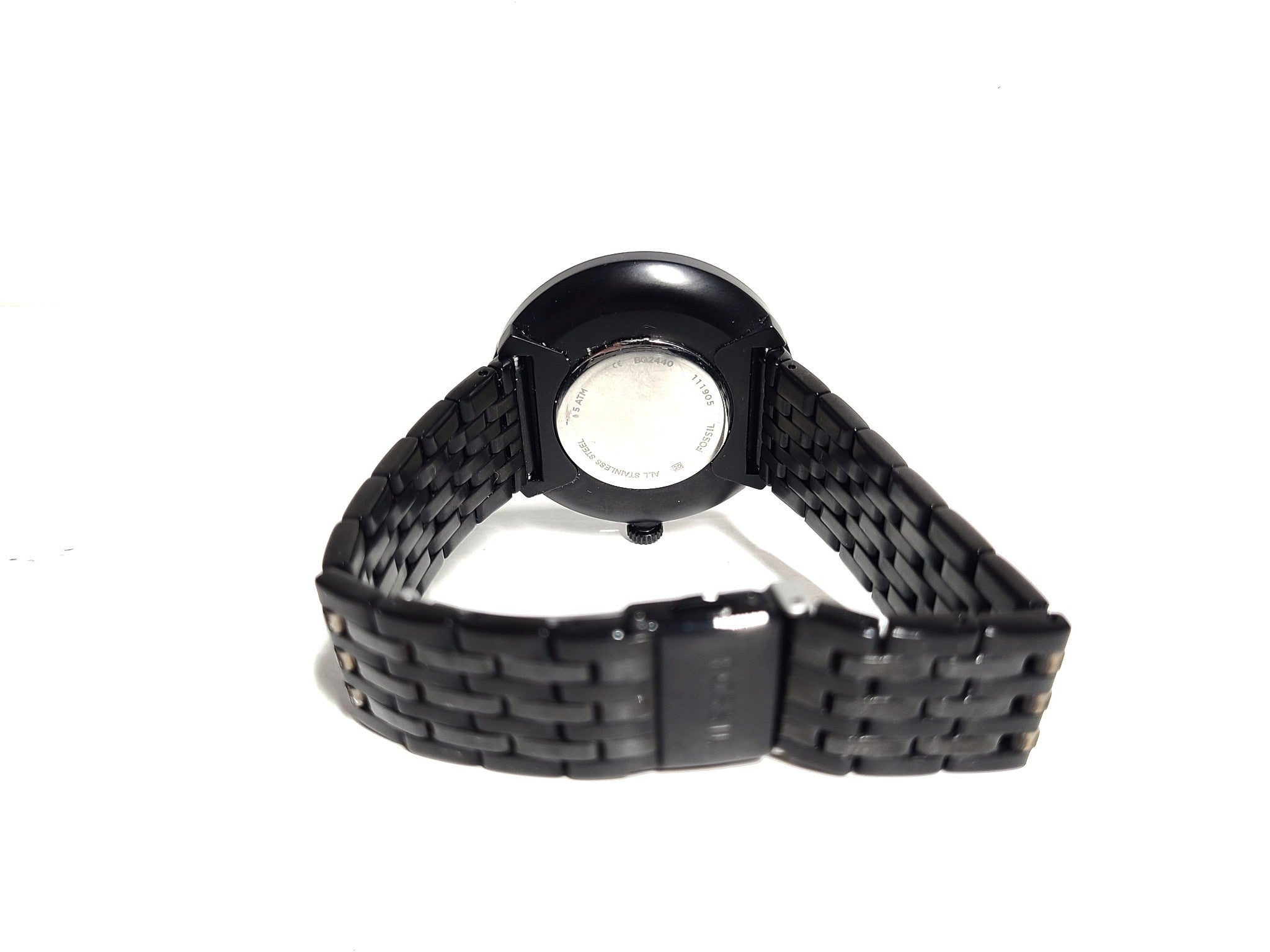 Fossil Men's Hutton Watch Quartz Black Dial Stainless Steel BQ2440