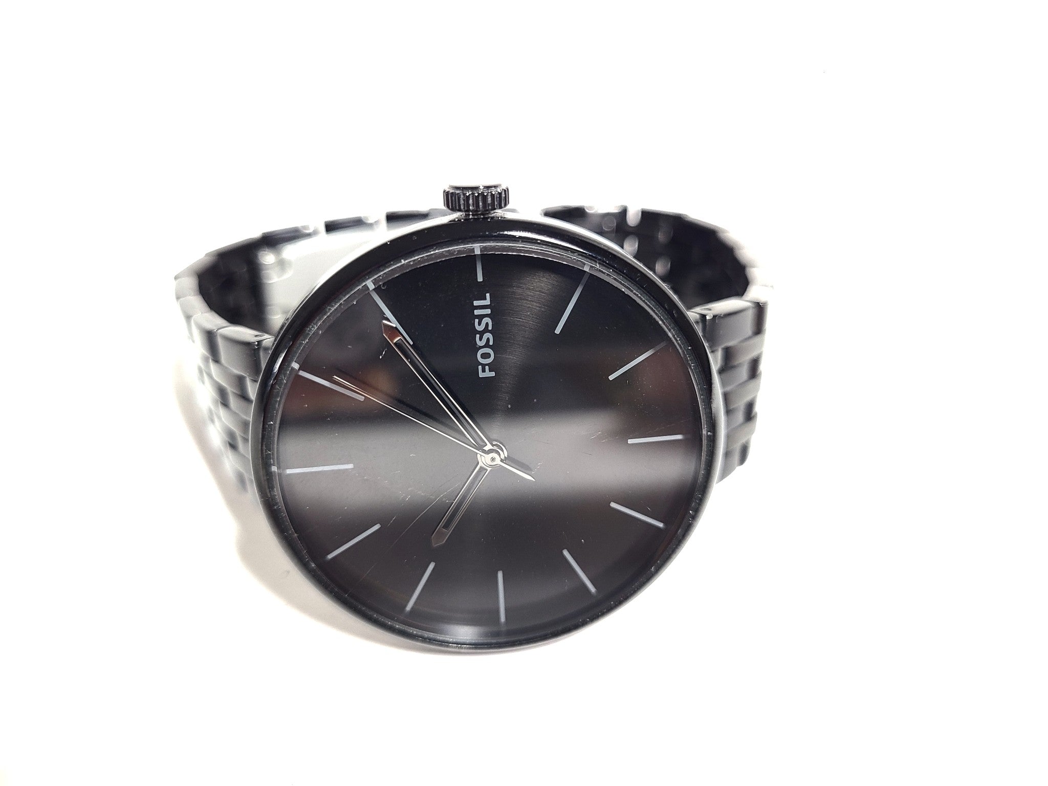 Fossil Men's Hutton Watch Quartz Black Dial Stainless Steel BQ2440