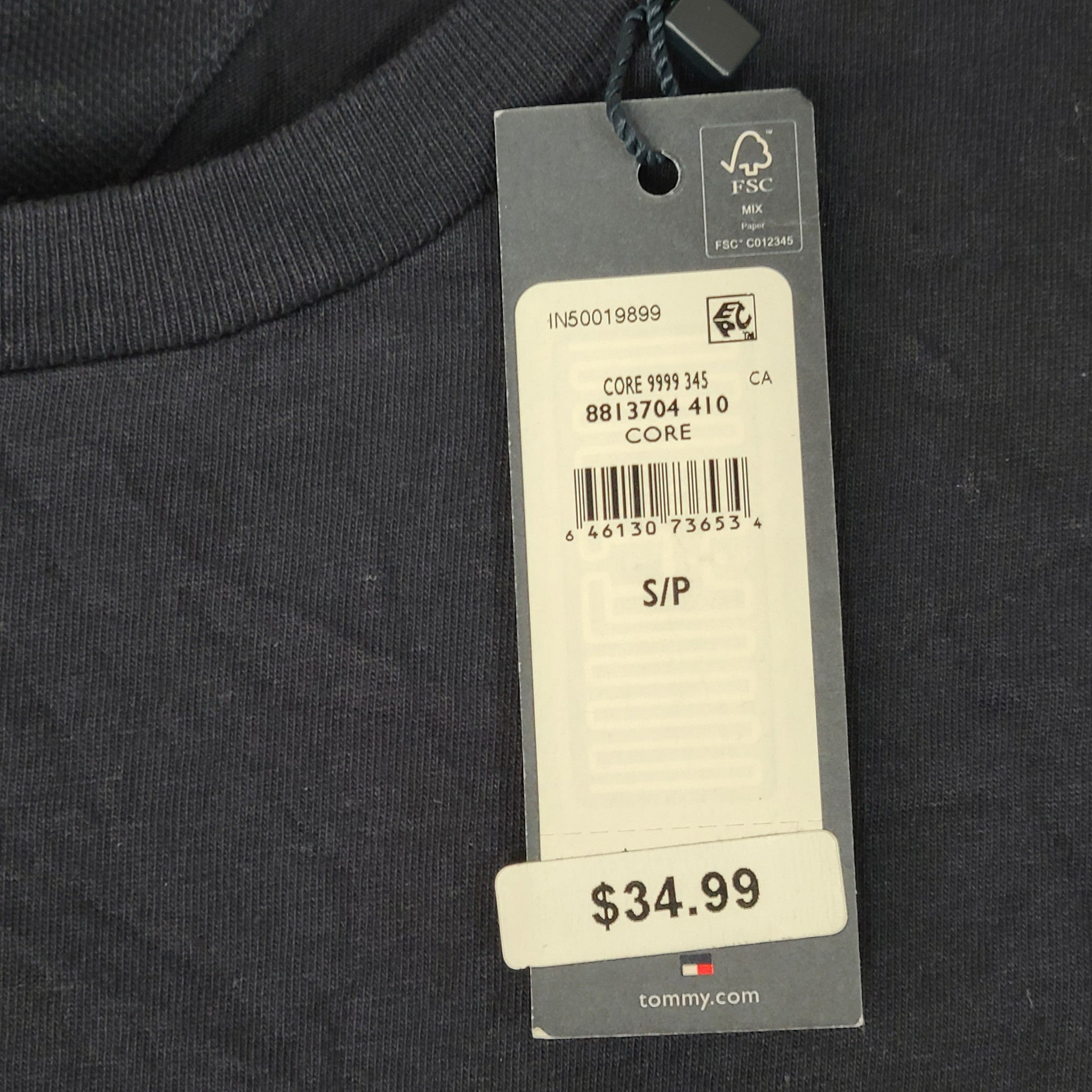 NWT Tommy Hilfiger Men's Regular Fit Short Sleeve Pocket T-Shirt Navy Blue Sz S