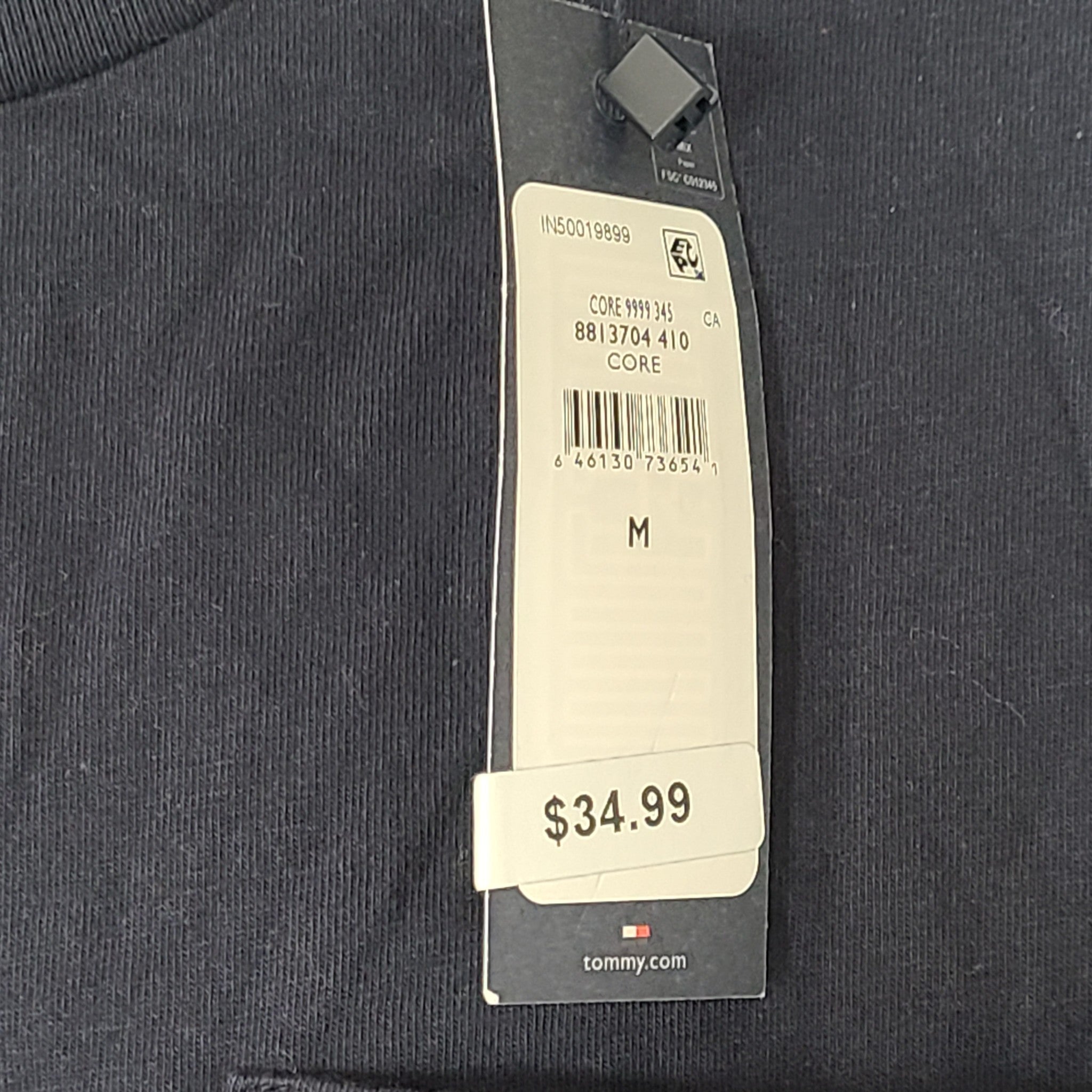 Tommy Hilfiger Men's Crew Neck T-Shirt w/ Beach Chest Pocket Flag Logo Navy Sz M
