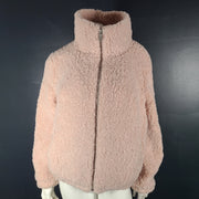 Avec Les Filles Women's Teddy Faux Fur Full Zip Jacket Fluffy Coat Pink Sz S