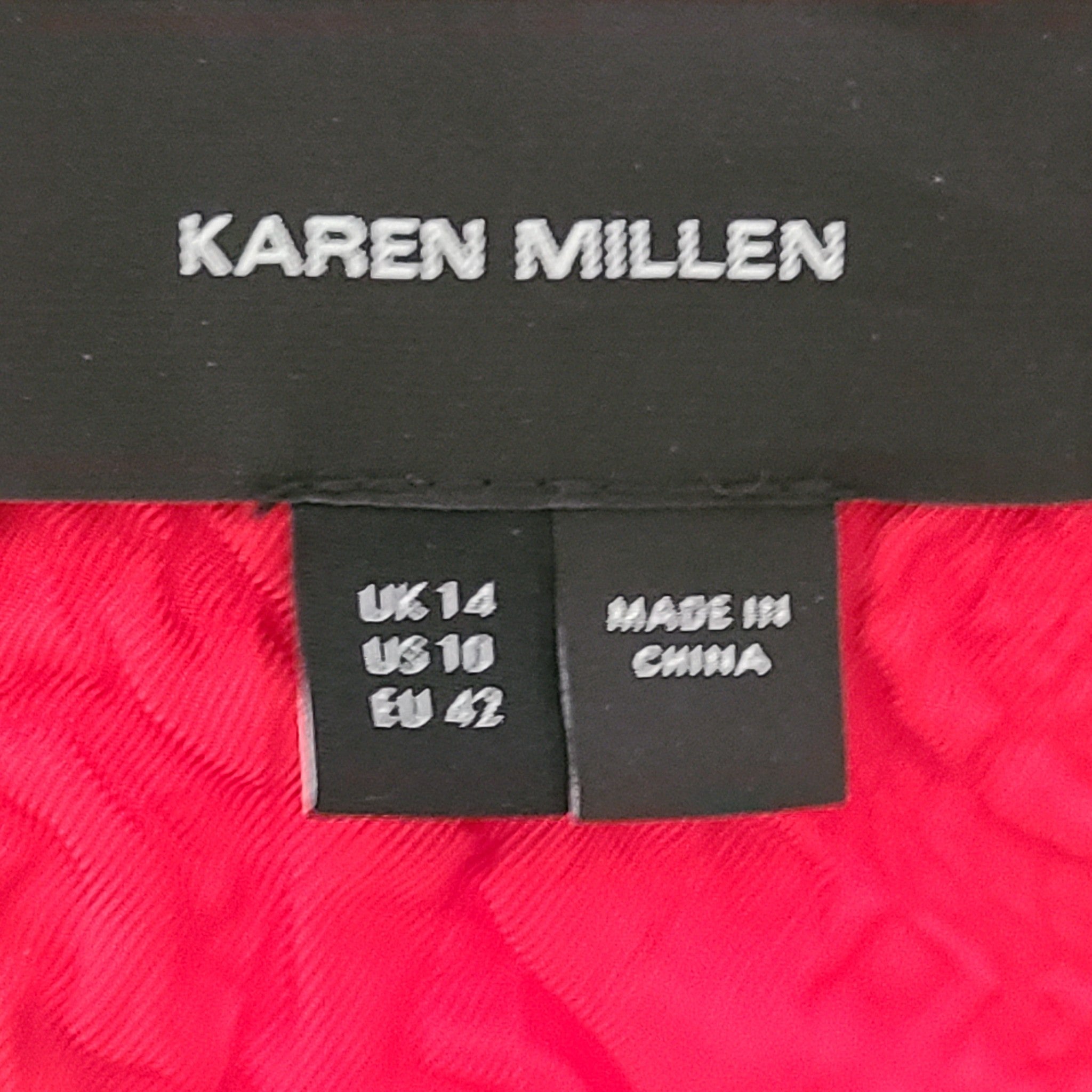 Karen Millen Crystal Embellished Blazer Jacket Beads Sequins Cropped Red Sz 10