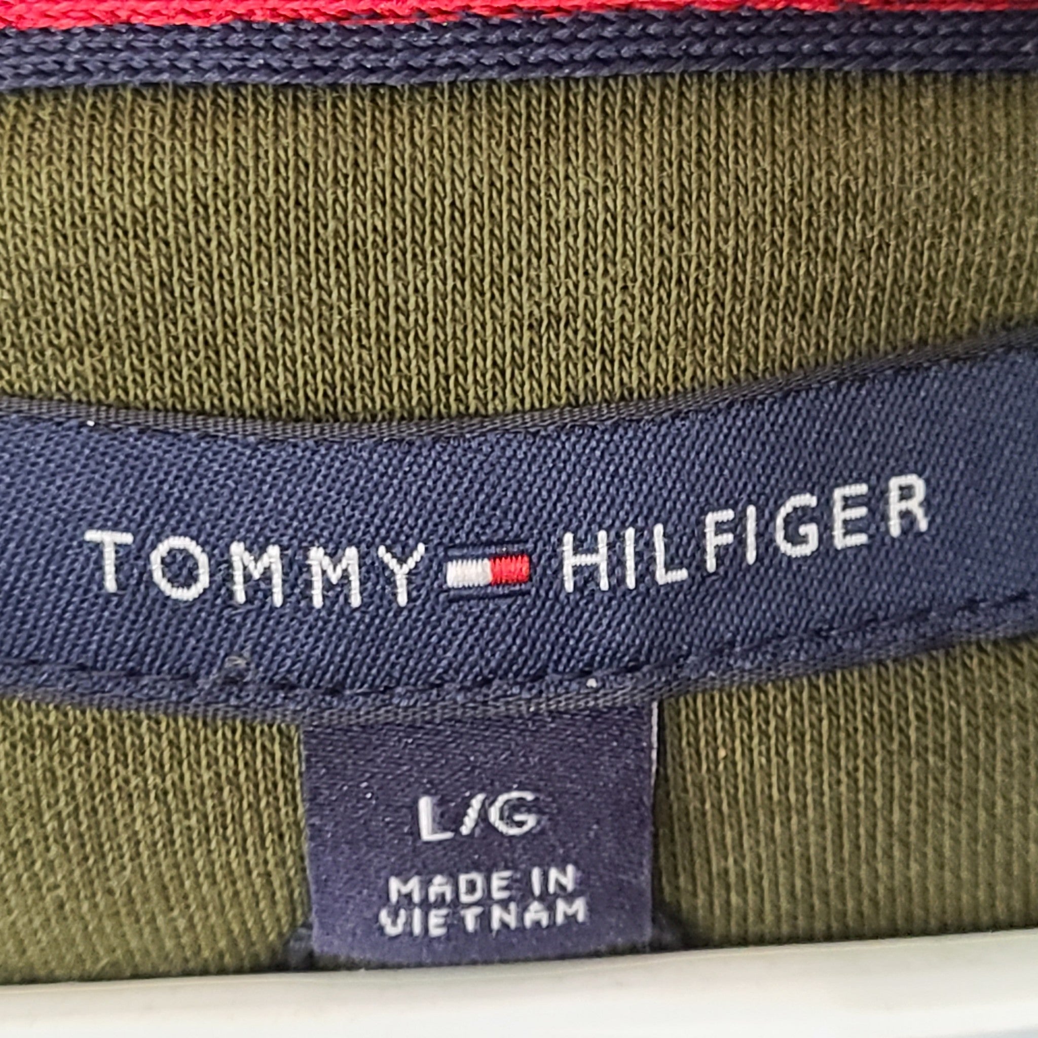 Tommy Hilfiger Men's Flag Embroidery Hooded Sweatshirt Hoodie Green Sz L