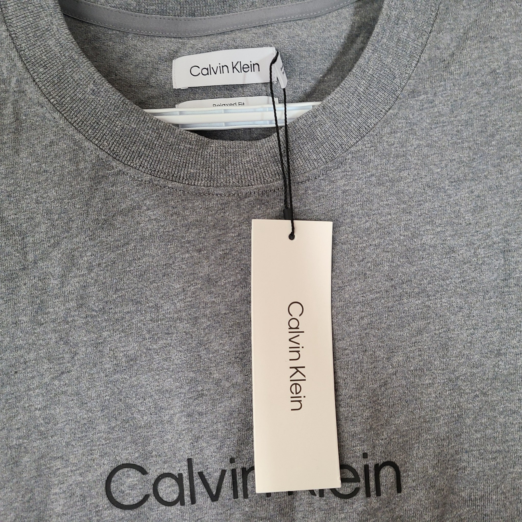 Calvin Klein Men's Relaxed Fit Logo Crew Neck T-Shirt Cotton Gray Sz L
