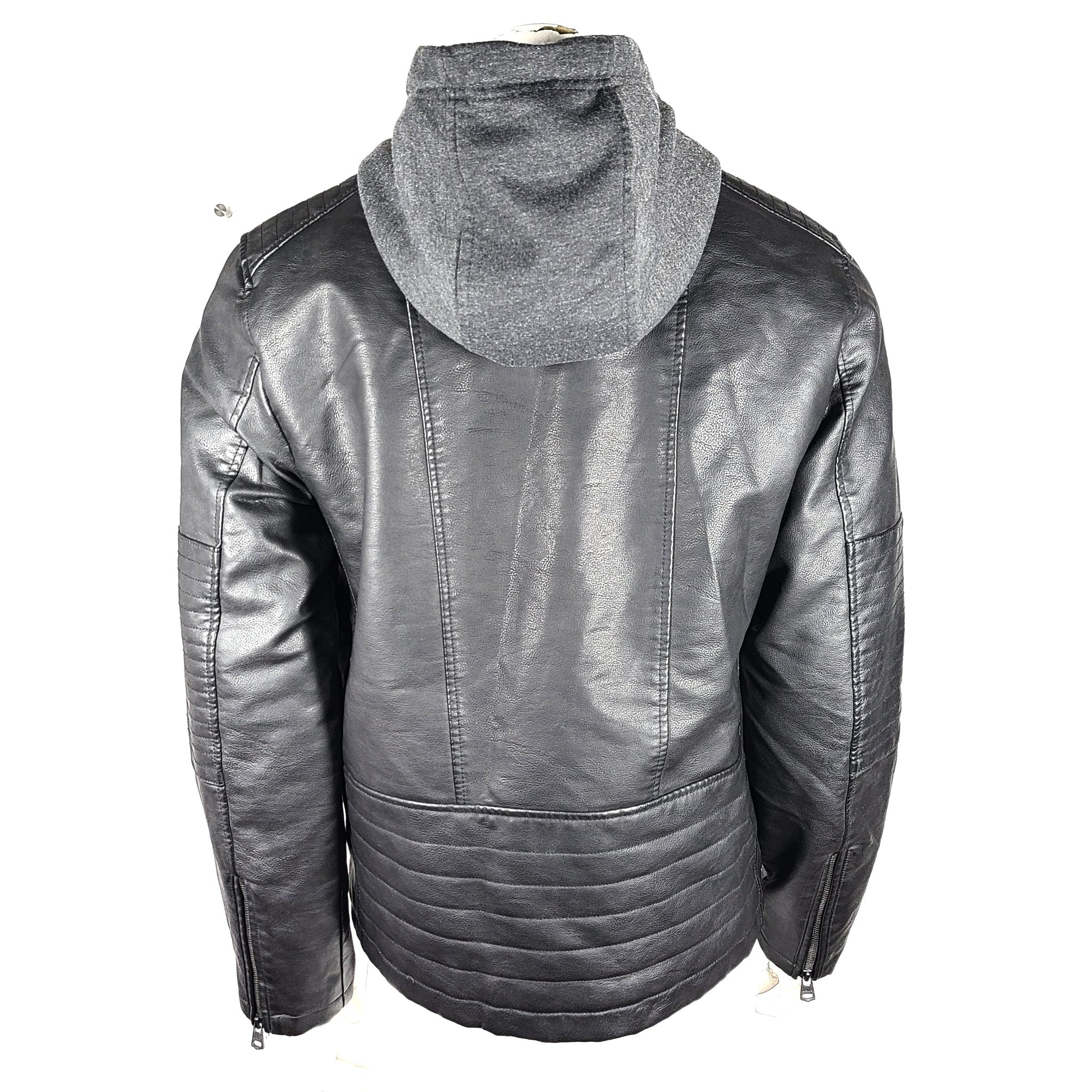 Levi Strauss Levi's Men's Faux Leather Hooded Racer Jacket Black Sz S