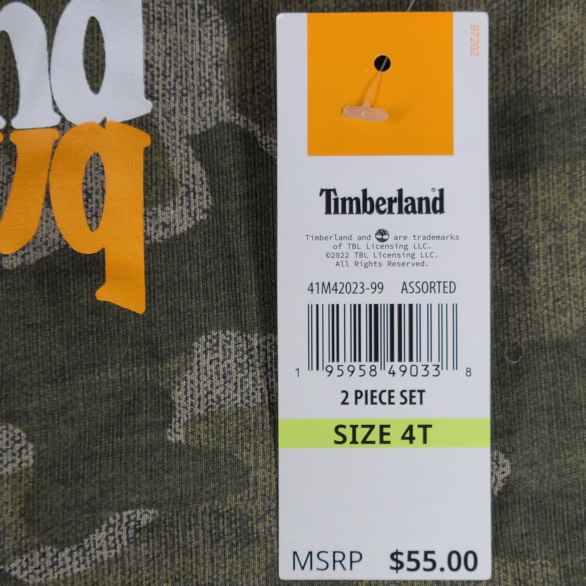 2 Pc Set Timberland Boys Shorts + Tank Top Soft Cotton Camo Beige Sz 4T