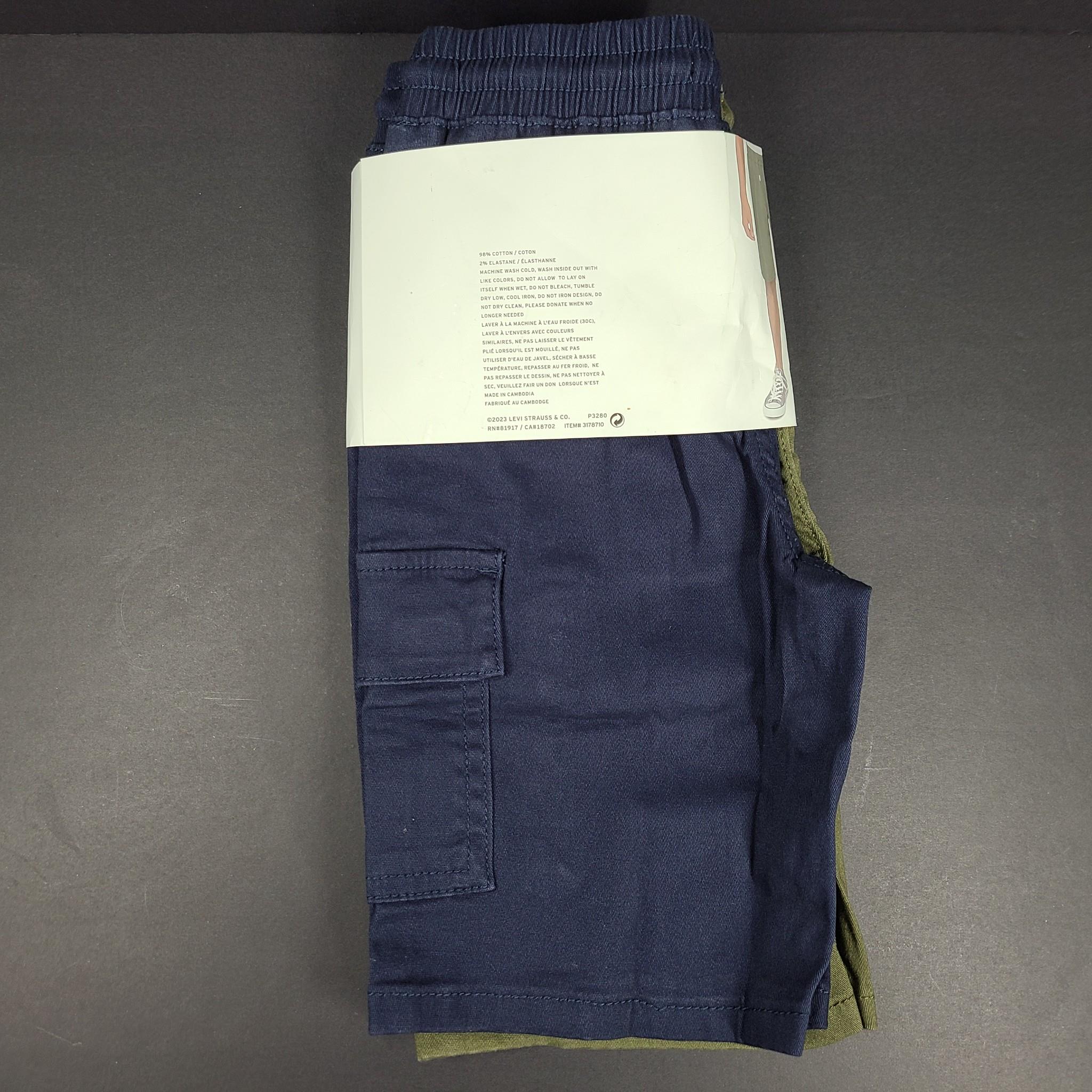 2-Pack Levi's Boys' Kids' Pull On Cargo Shorts Dark Green & Navy Blue Sz S (6Y)