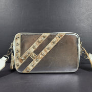 Vintage Havana Meme Handbag Crossbody Shoulder Purse Silver Metallic White