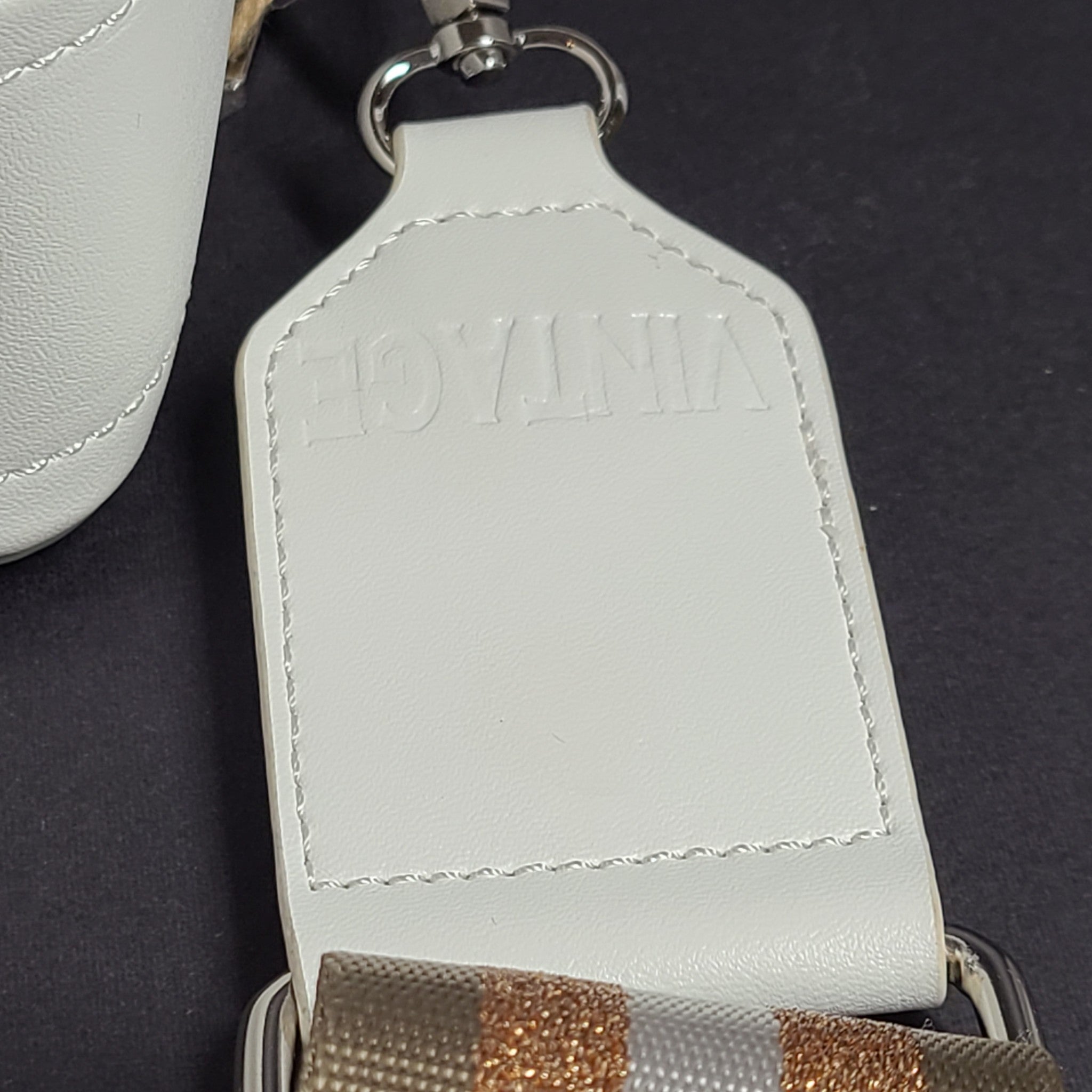 Vintage Havana Meme Handbag Crossbody Shoulder Purse Silver Metallic White