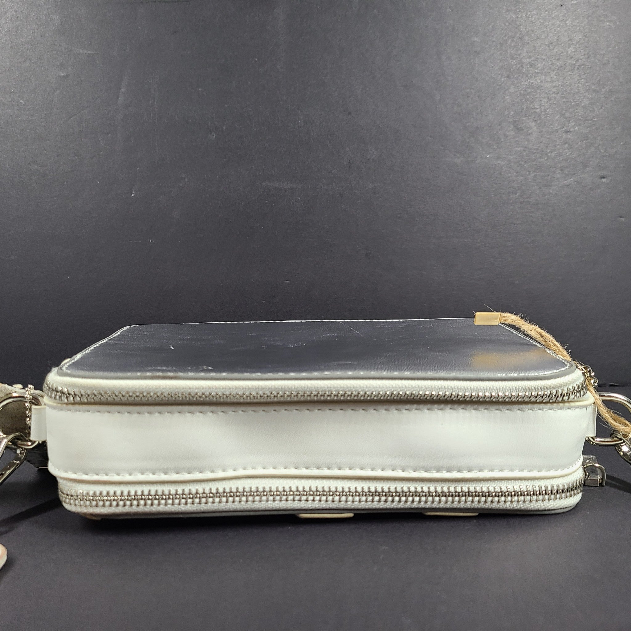 Vintage Havana Meme Handbag Crossbody Shoulder Purse Silver Metallic White