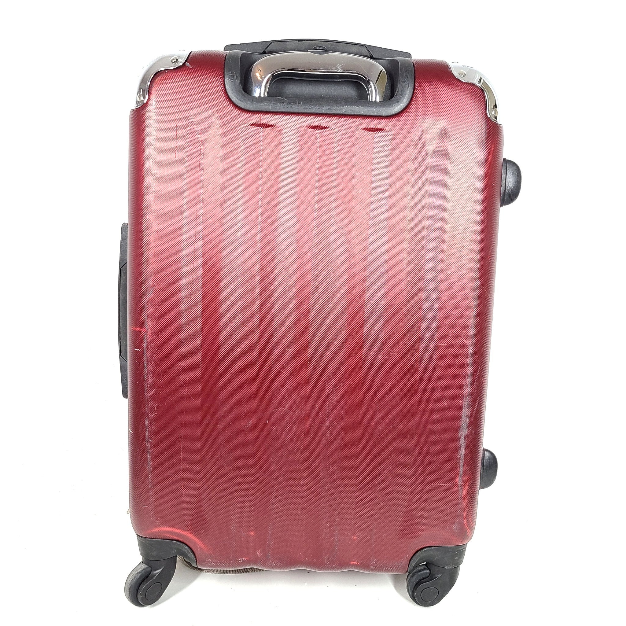 Heys Metallix 26" Expandable Spinner Luggage PC Hardshell Expanding Burgundy Red