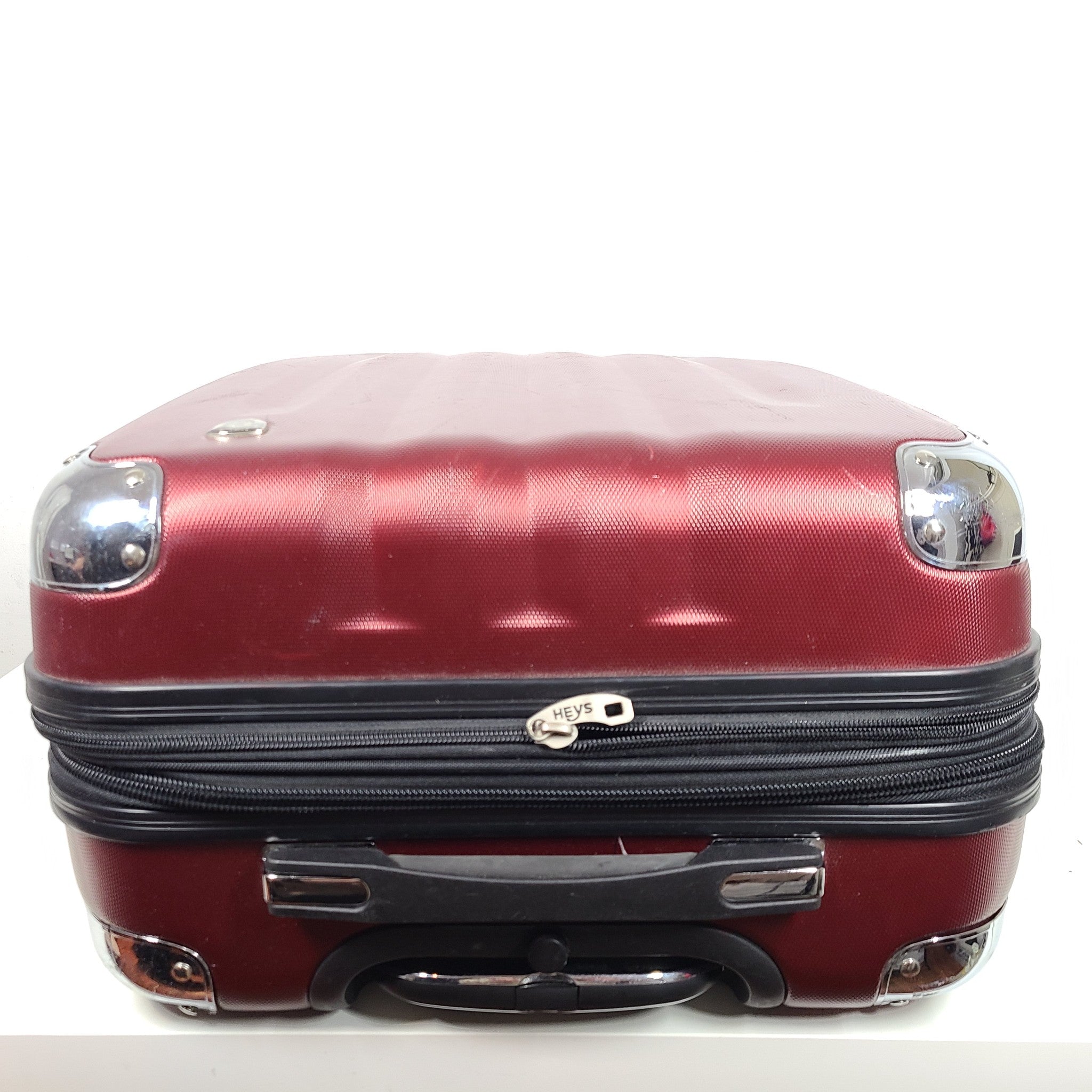 Heys Metallix 26" Expandable Spinner Luggage PC Hardshell Expanding Burgundy Red