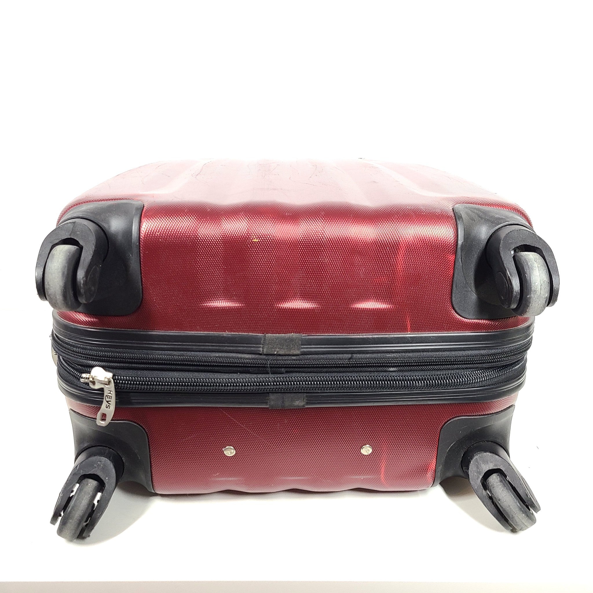 Heys Metallix 26" Expandable Spinner Luggage PC Hardshell Expanding Burgundy Red