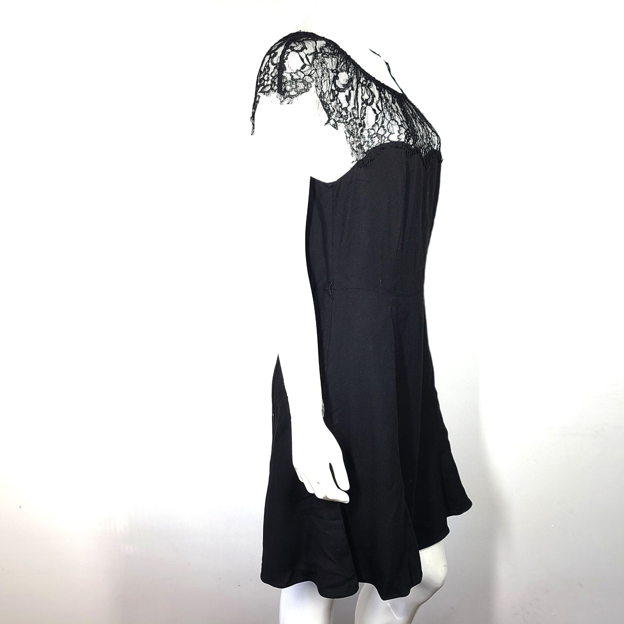 Polo Ralph Lauren Women's Lace A-Line Dress Lace Top Short Sleeve Black Sz 10