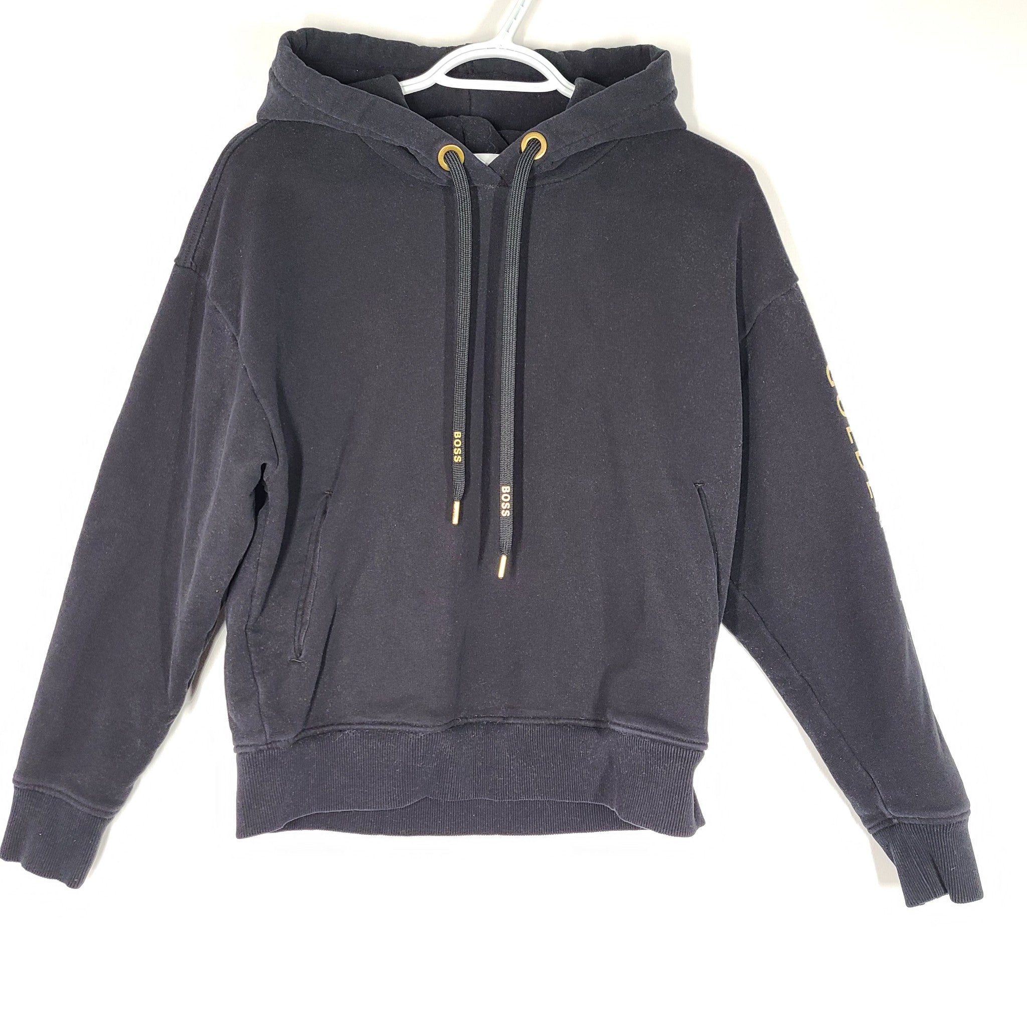 Hugo Boss C Eustice Hooded Sweatshirt Hoodie "Golden Days" Black Gold Sz S