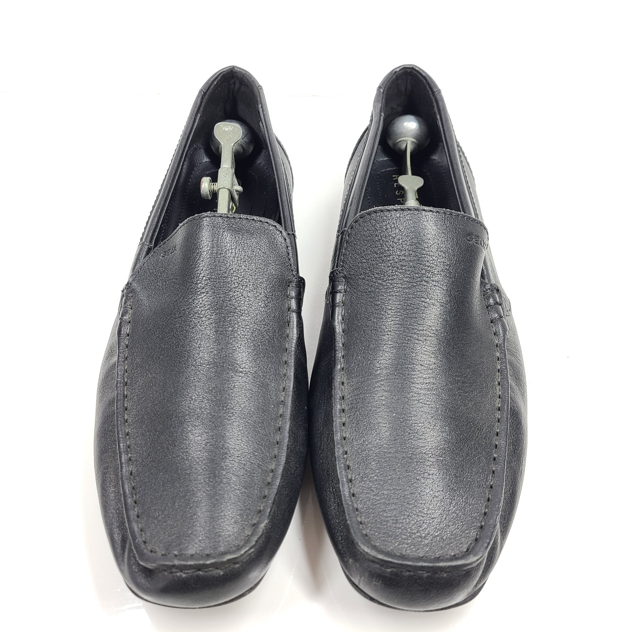 Geox Men's Leather Moccasins U Snake Moc Driving Shoes Loafers Black Sz 10