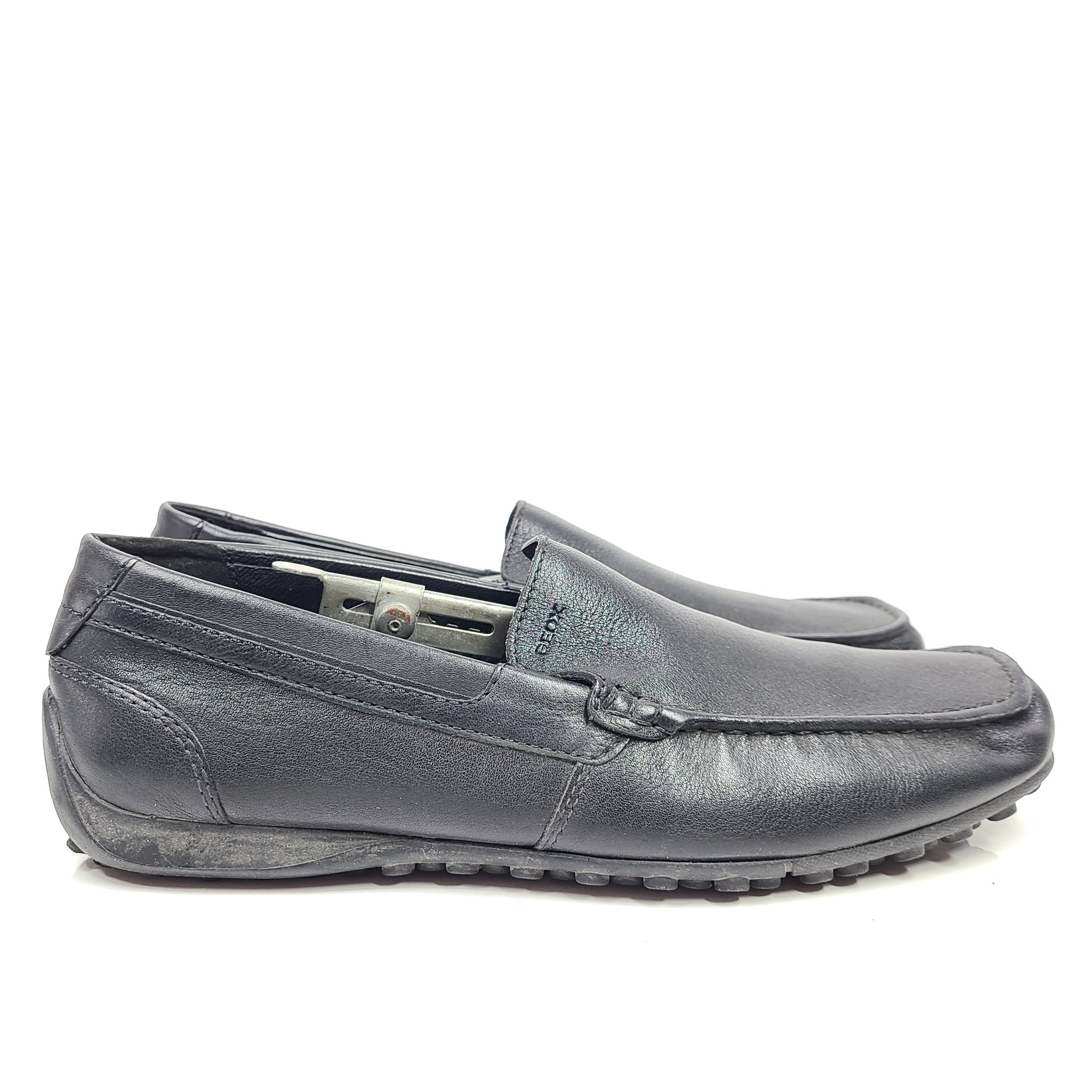 Geox Men's Leather Moccasins U Snake Moc Driving Shoes Loafers Black Sz 10