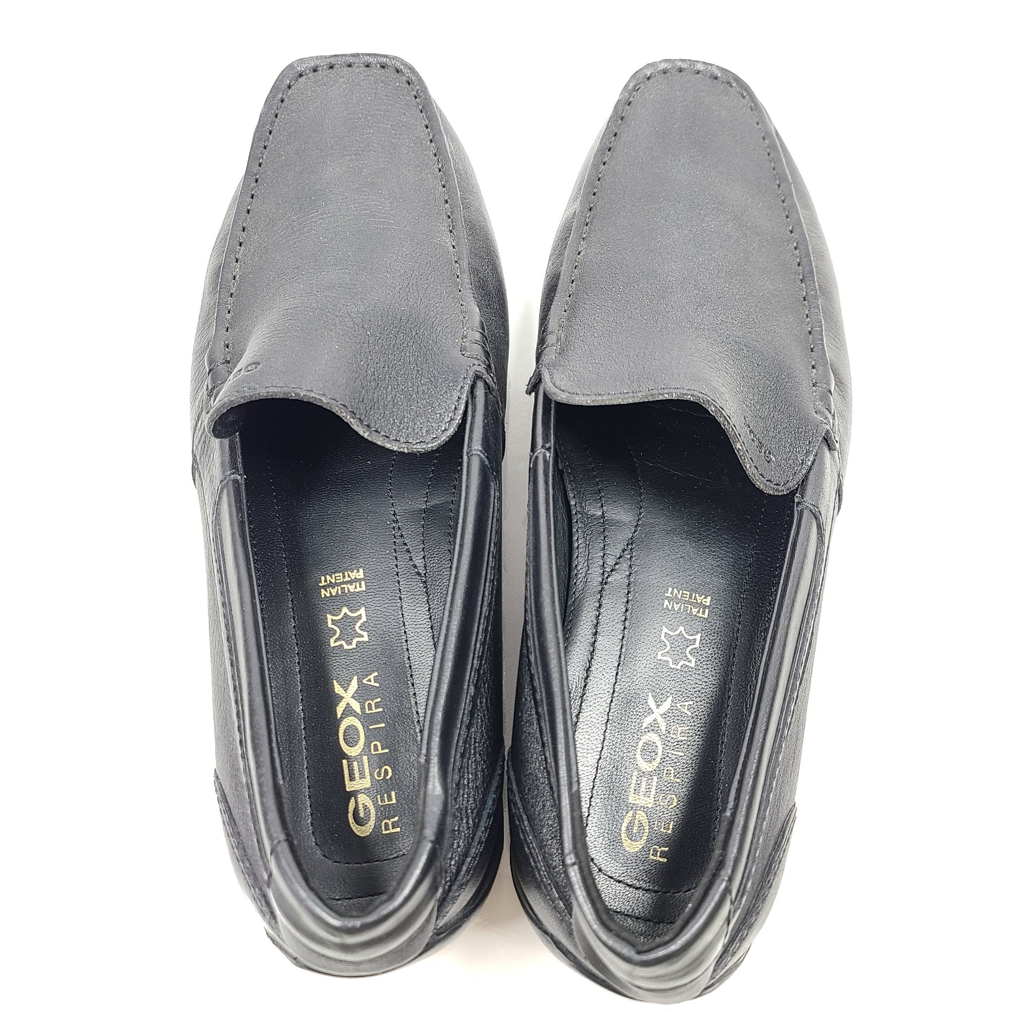 Geox Men's Leather Moccasins U Snake Moc Driving Shoes Loafers Black Sz 10