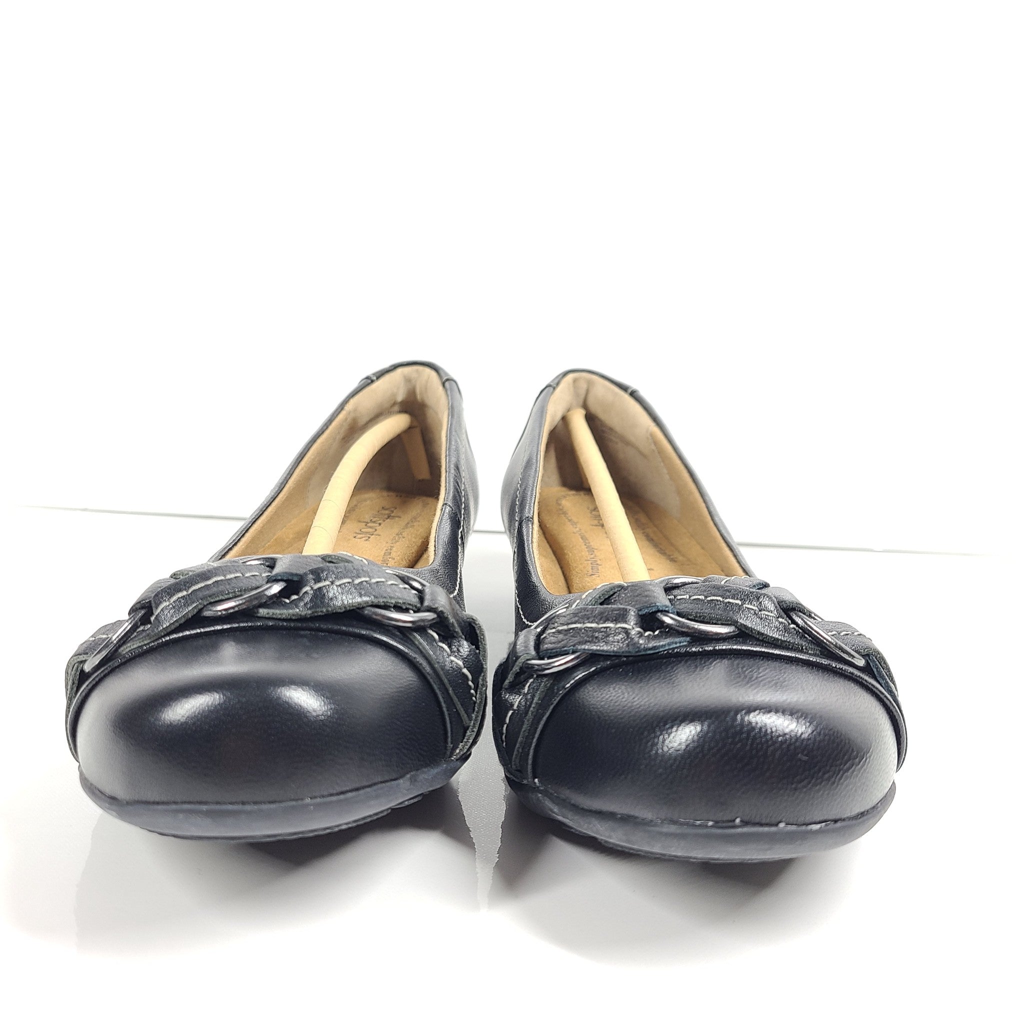 Softspots Women's Posie Leather Flats Soft Padded Ballet Shoes Comfort Black