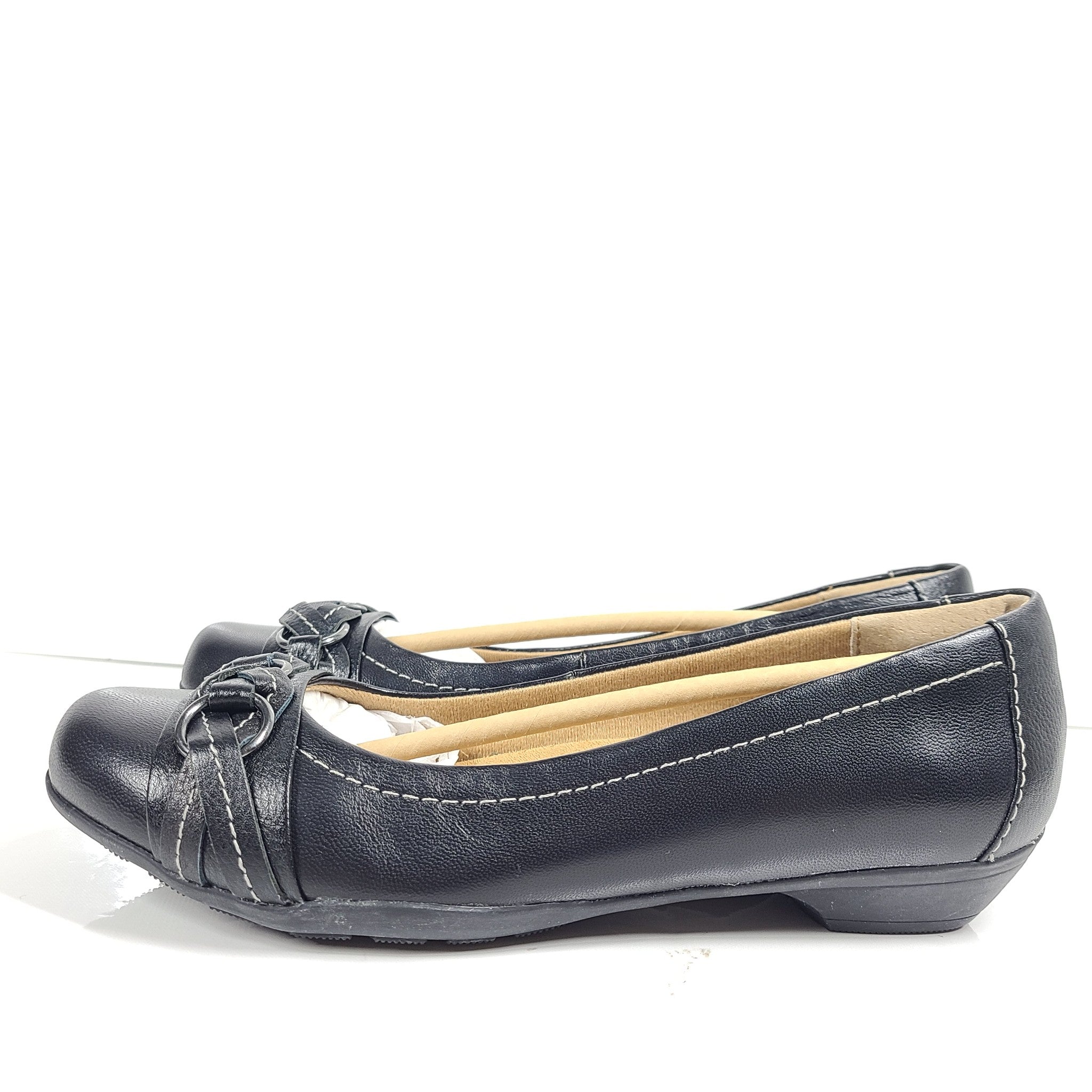 Softspots Women's Posie Leather Flats Soft Padded Ballet Shoes Comfort Black