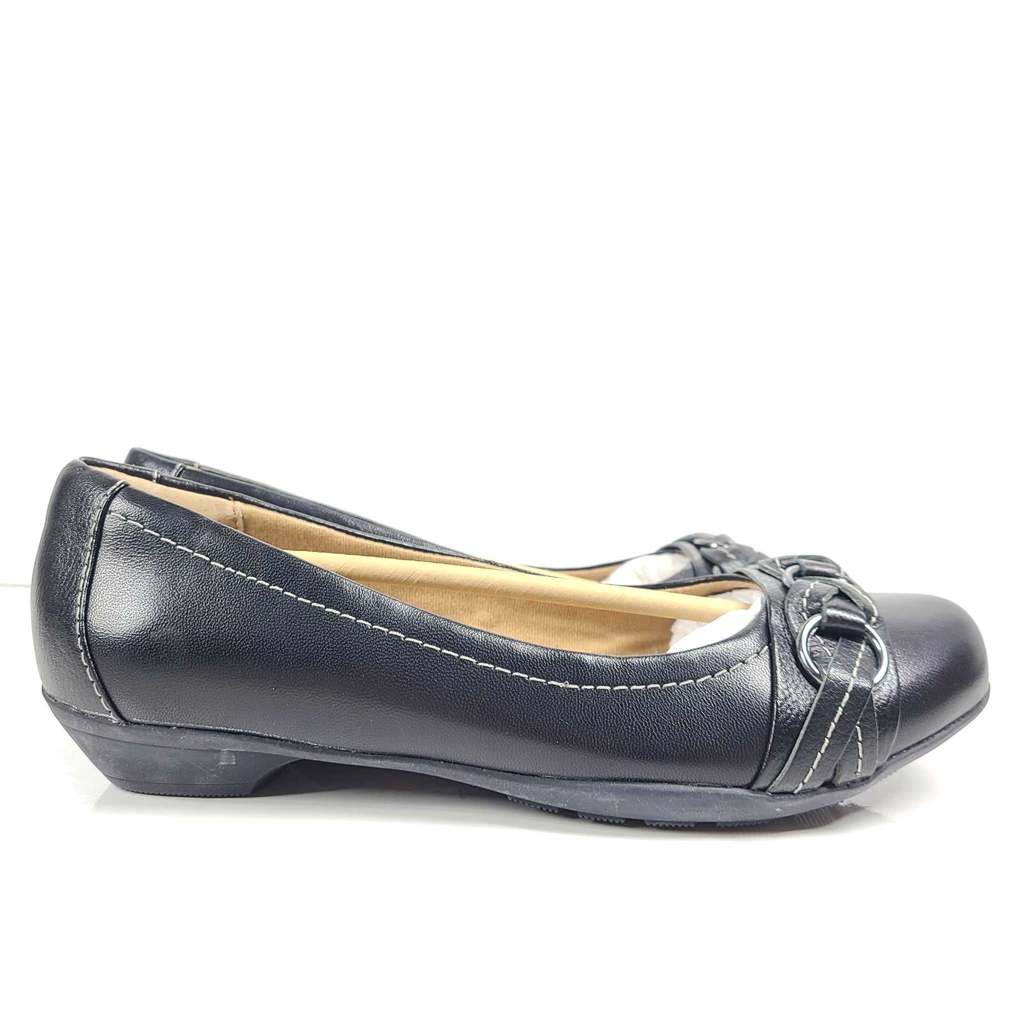 Softspots Women's Posie Leather Flats Soft Padded Ballet Shoes Comfort Black