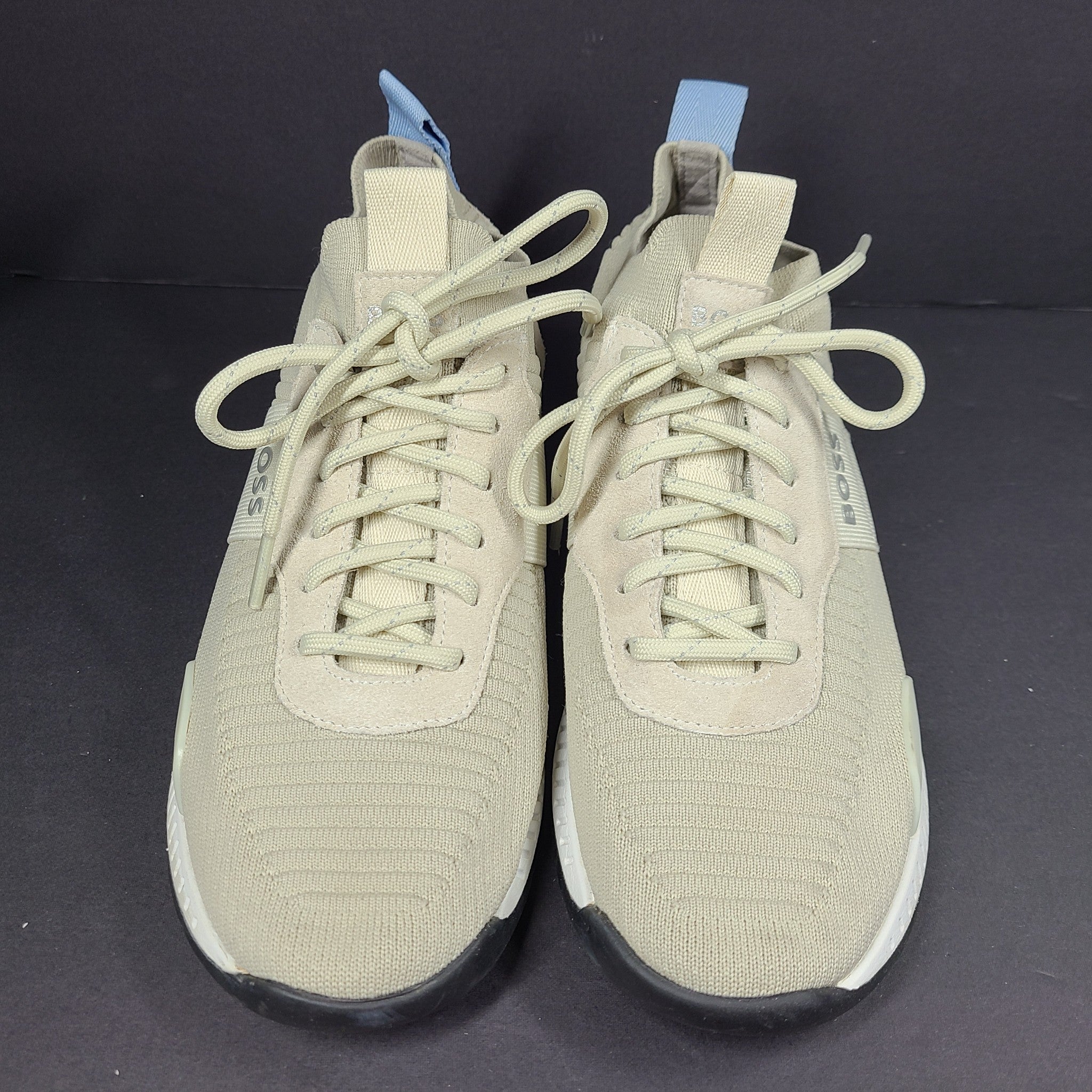 Hugo Boss Men's Titanium Running Shoes Sock Leather Sneakers 50470596 Beige US 7