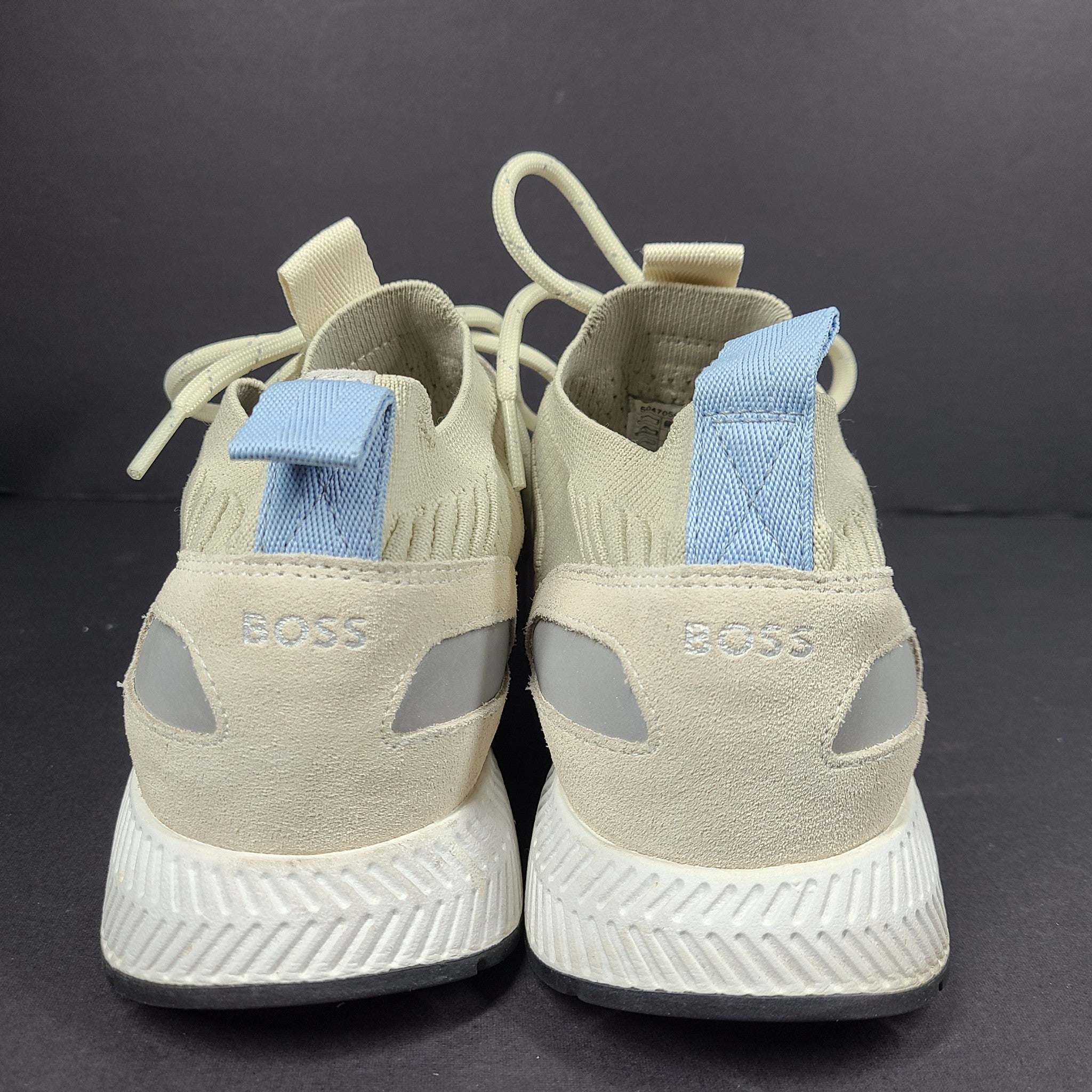 Hugo Boss Men's Titanium Running Shoes Sock Leather Sneakers 50470596 Beige US 7