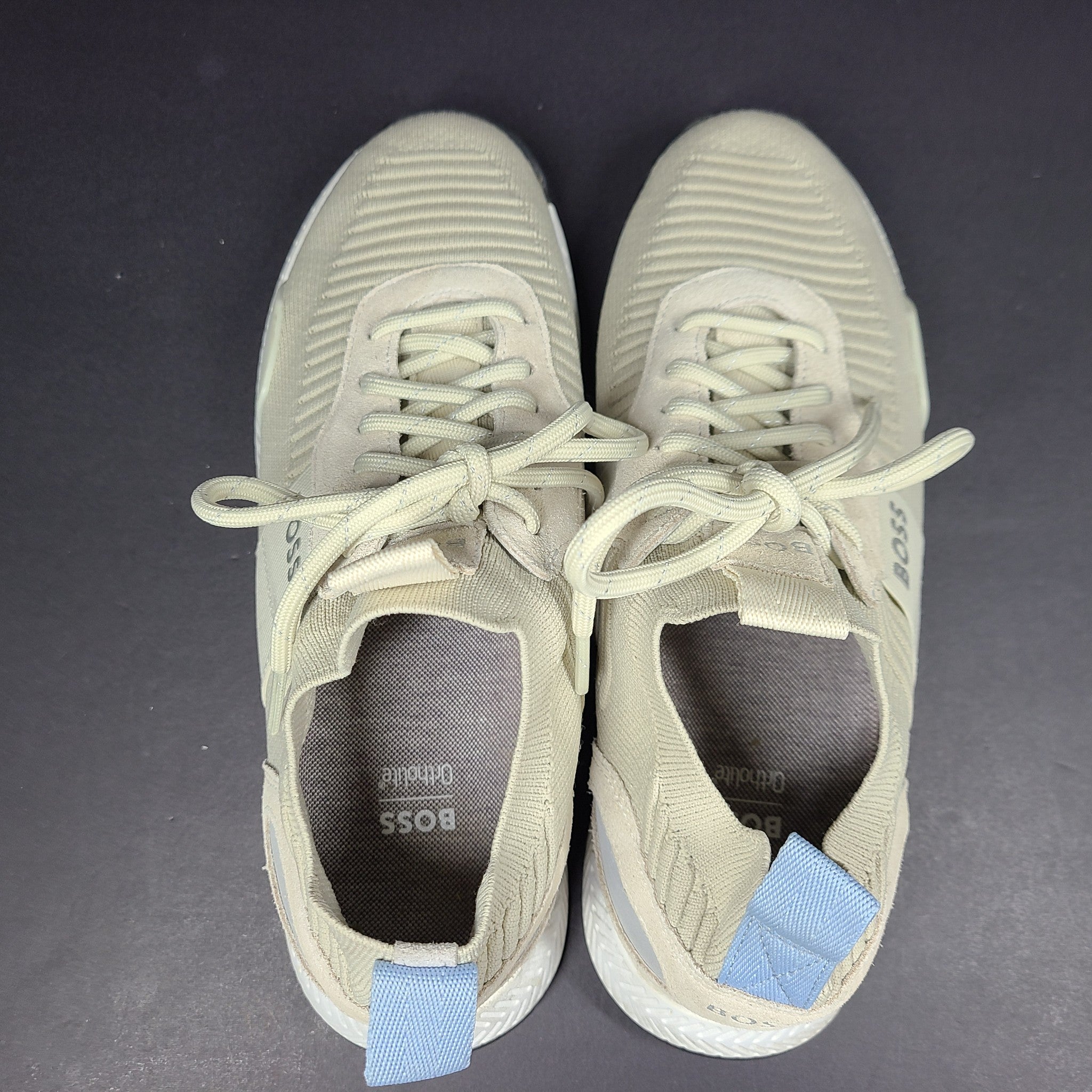 Hugo Boss Men's Titanium Running Shoes Sock Leather Sneakers 50470596 Beige US 7