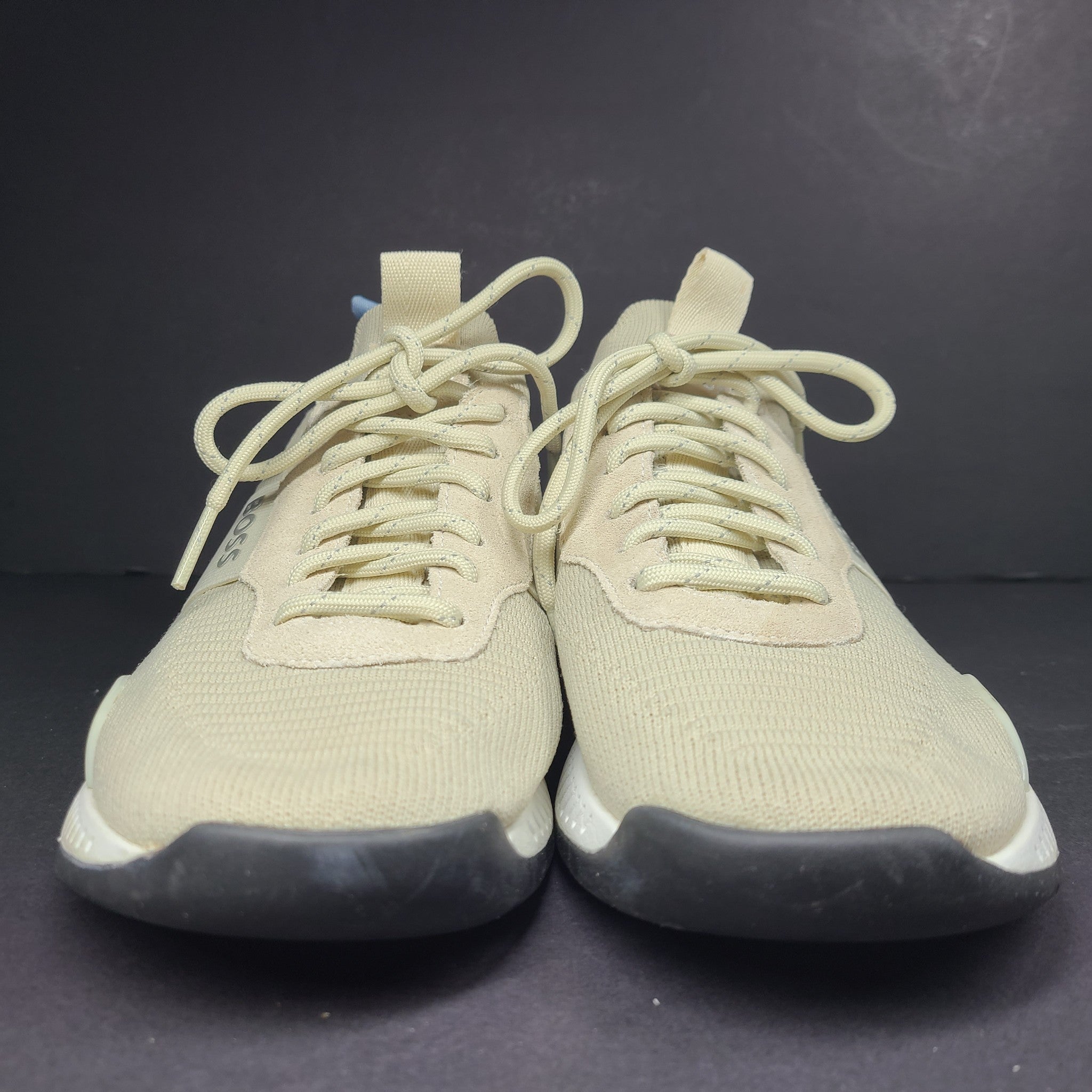 Hugo Boss Men's Titanium Running Shoes Sock Leather Sneakers 50470596 Beige US 7