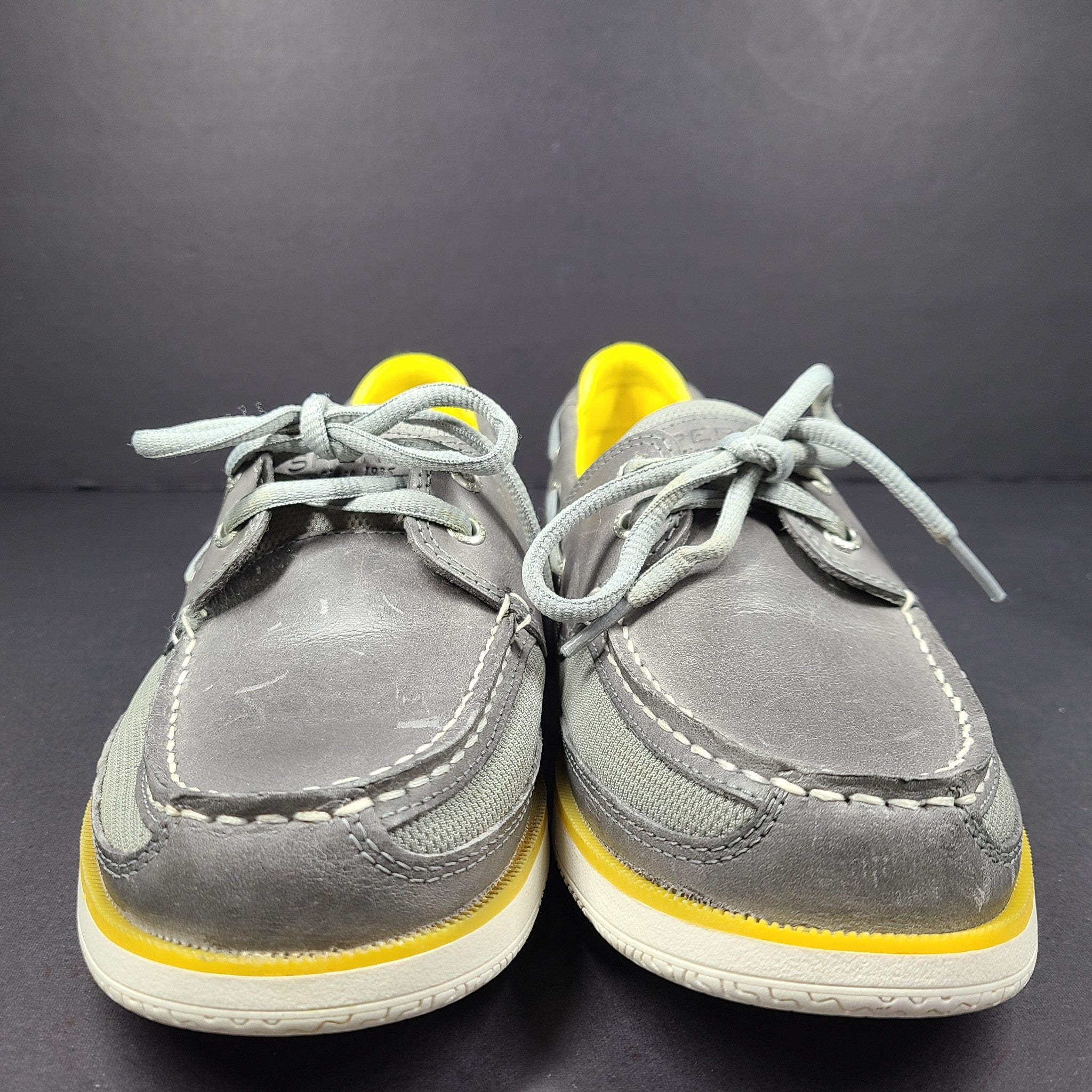 Sperry Men's Surevor 2-Eye Sport Boat Shoes Memory Foam Leather Gray Sz 7.5