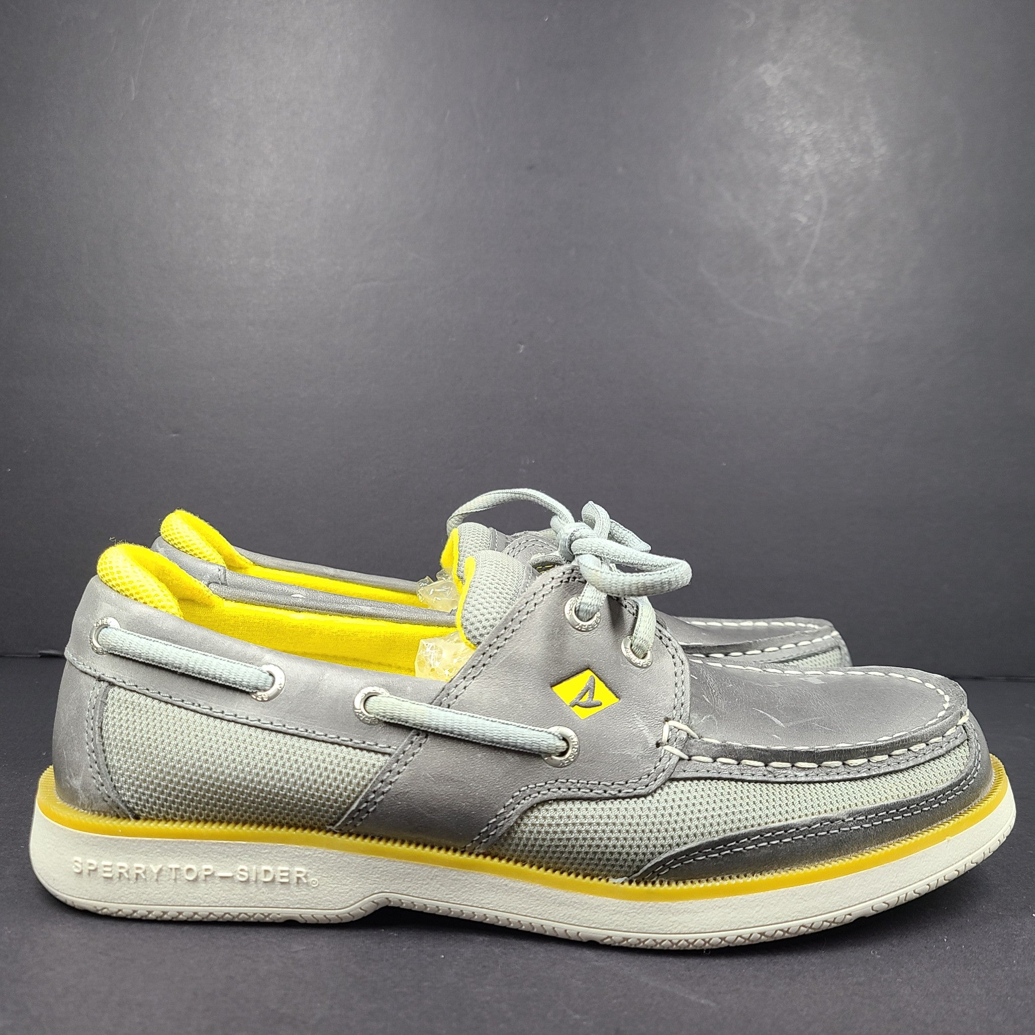 Sperry Men's Surevor 2-Eye Sport Boat Shoes Memory Foam Leather Gray Sz 7.5