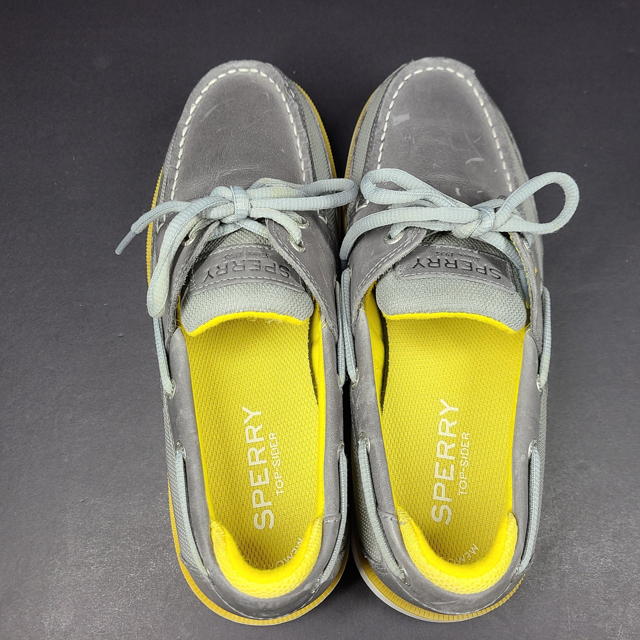 Sperry Men's Surevor 2-Eye Sport Boat Shoes Memory Foam Leather Gray Sz 7.5