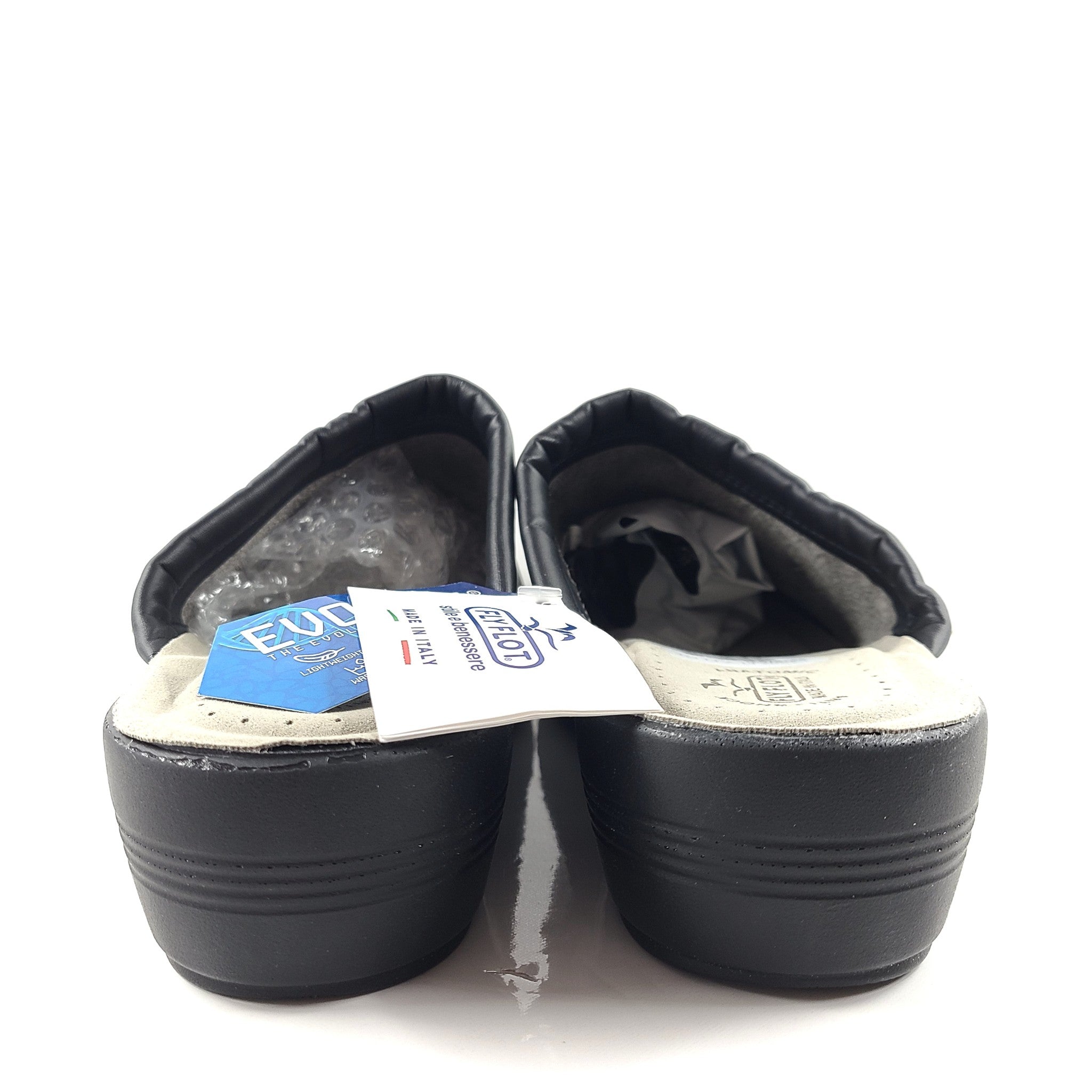 Fly Flot Men's Mules Leather Clogs Anti Shock Anatomic Light Comfort Black Sz 11