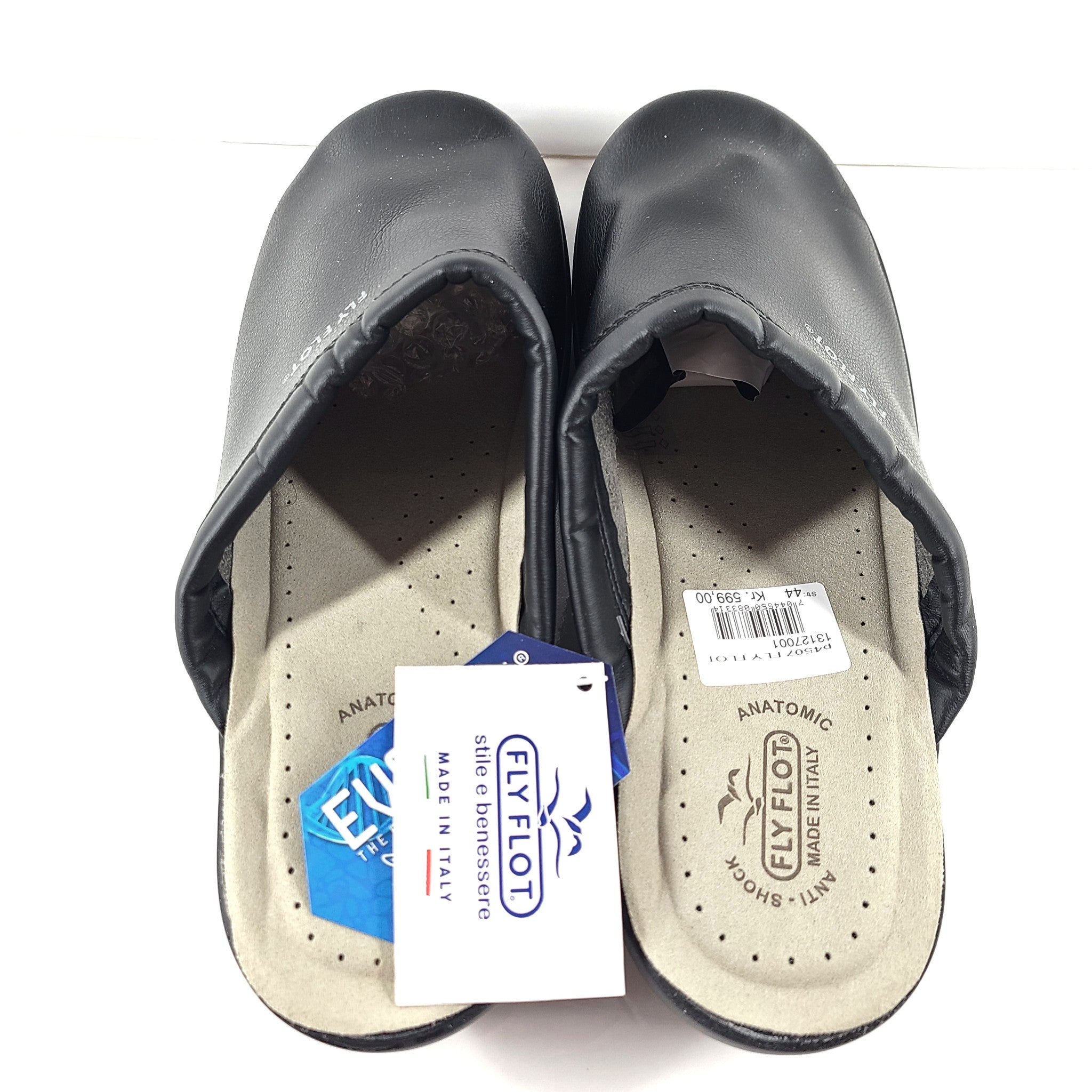 Fly Flot Men's Mules Leather Clogs Anti Shock Anatomic Light Comfort Black Sz 11